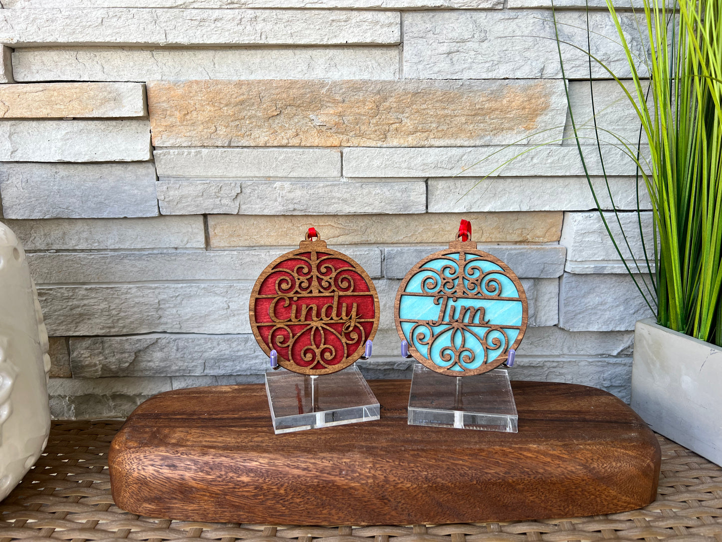 Personalized Name Christmas Ornaments Scroll Pattern