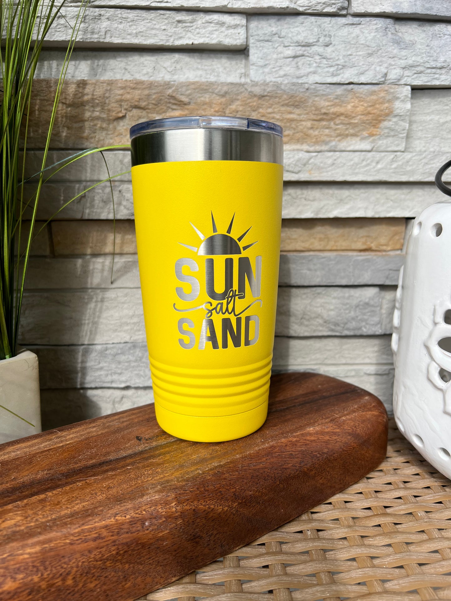 Sun Salt Sand, Beach Theme 20oz Stainless Steel Tumbler Multiple Color Options