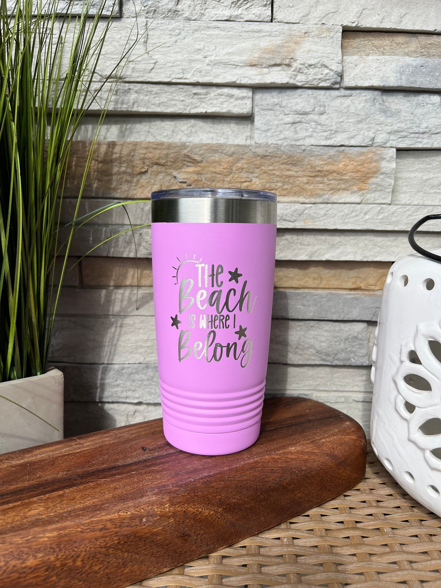 The Beach Is Where I Belong, Beach Theme 20oz Stainless Steel Tumbler Multiple Color Options