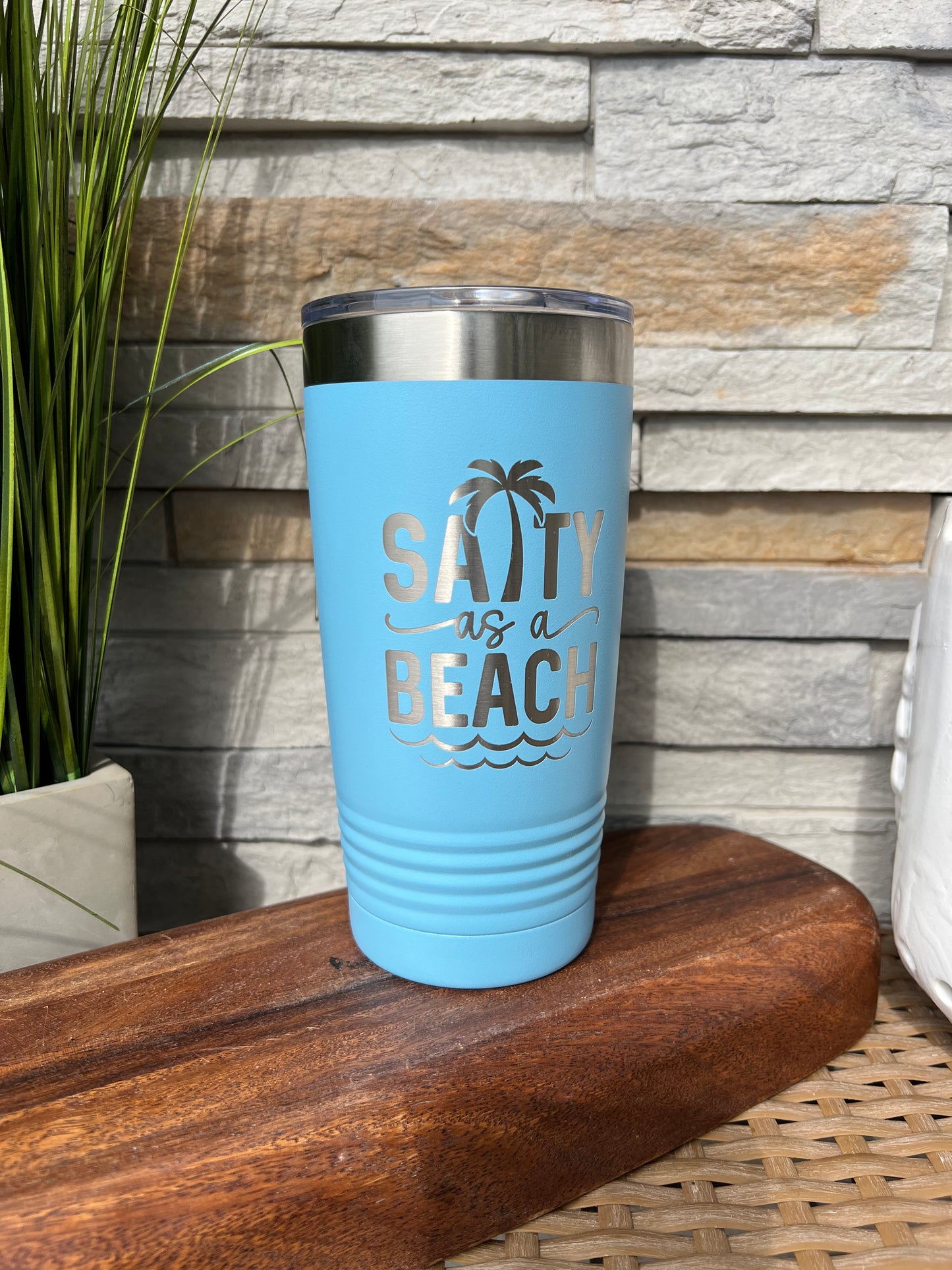 Salty As A Beach, Beach Theme 20oz Stainless Steel Tumbler Multiple Color Options