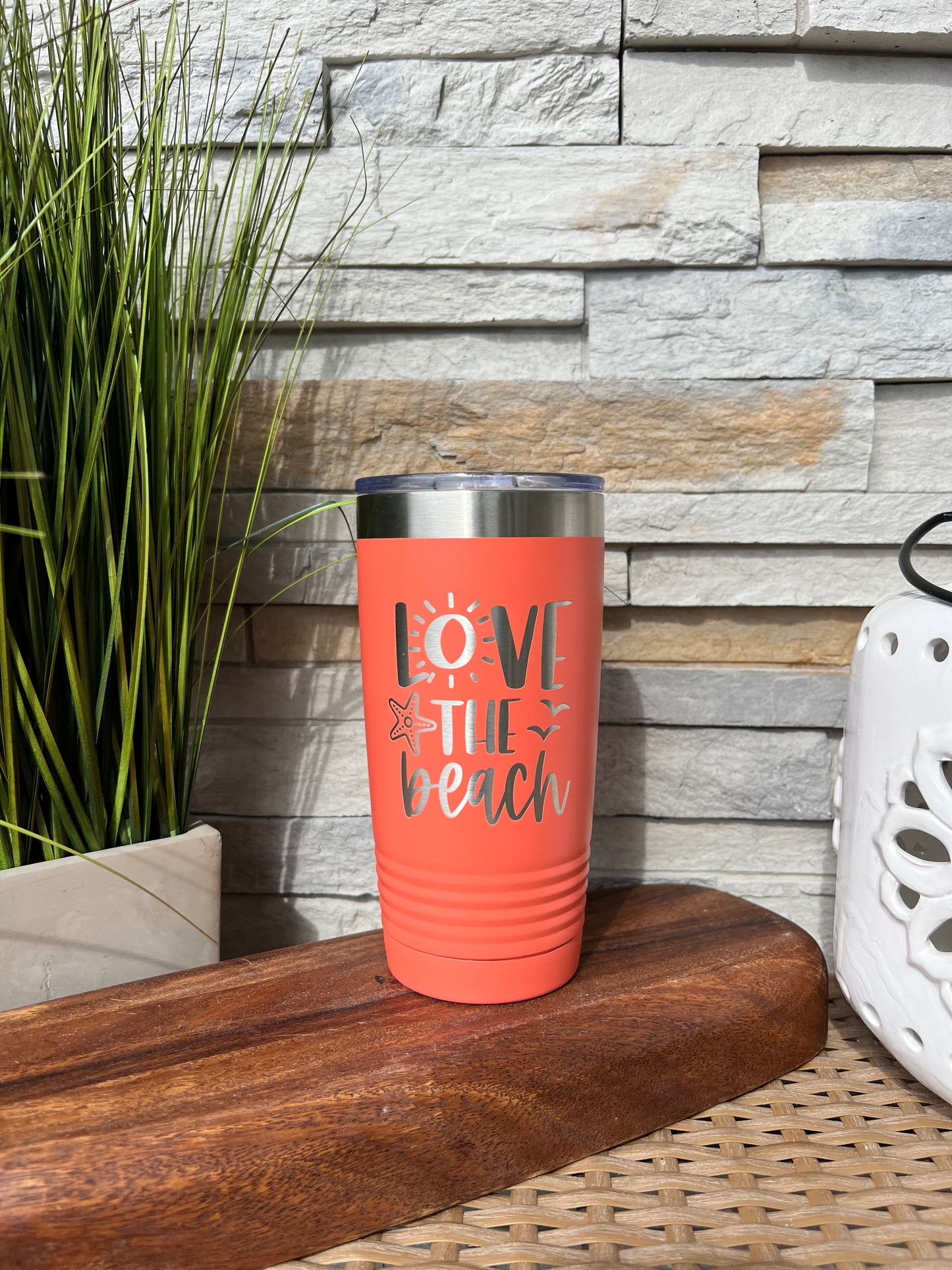 Love The Beach, Beach Theme 20oz Stainless Steel Tumbler Multiple Color Options