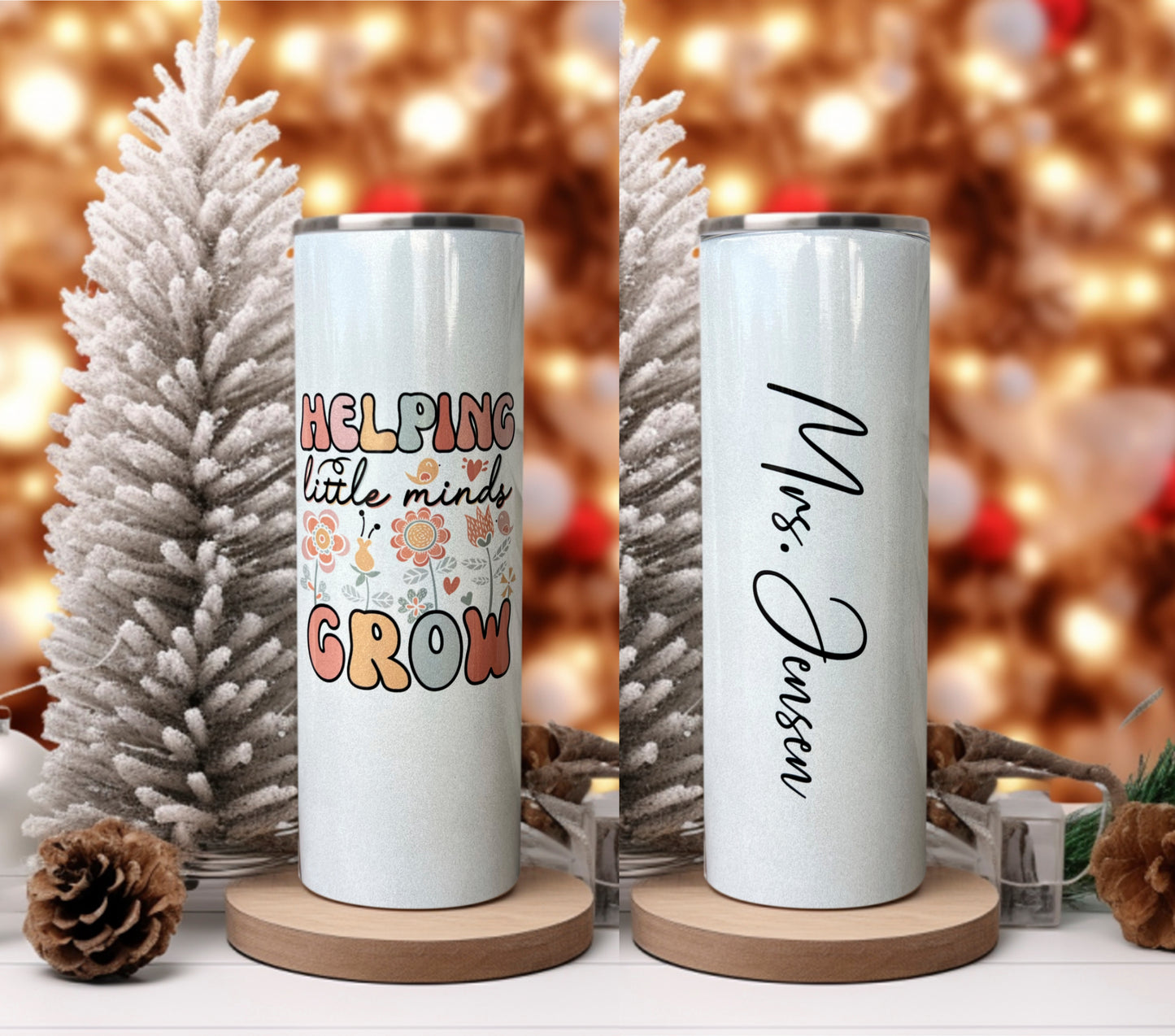Personalized Teacher Shimmer 20oz Skinny Sublimation Tumbler