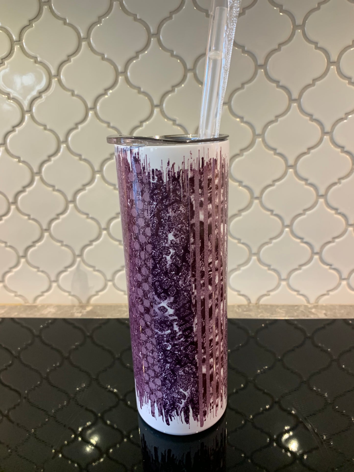 Purple paint Stripes 20oz Skinny Sublimation Tumbler