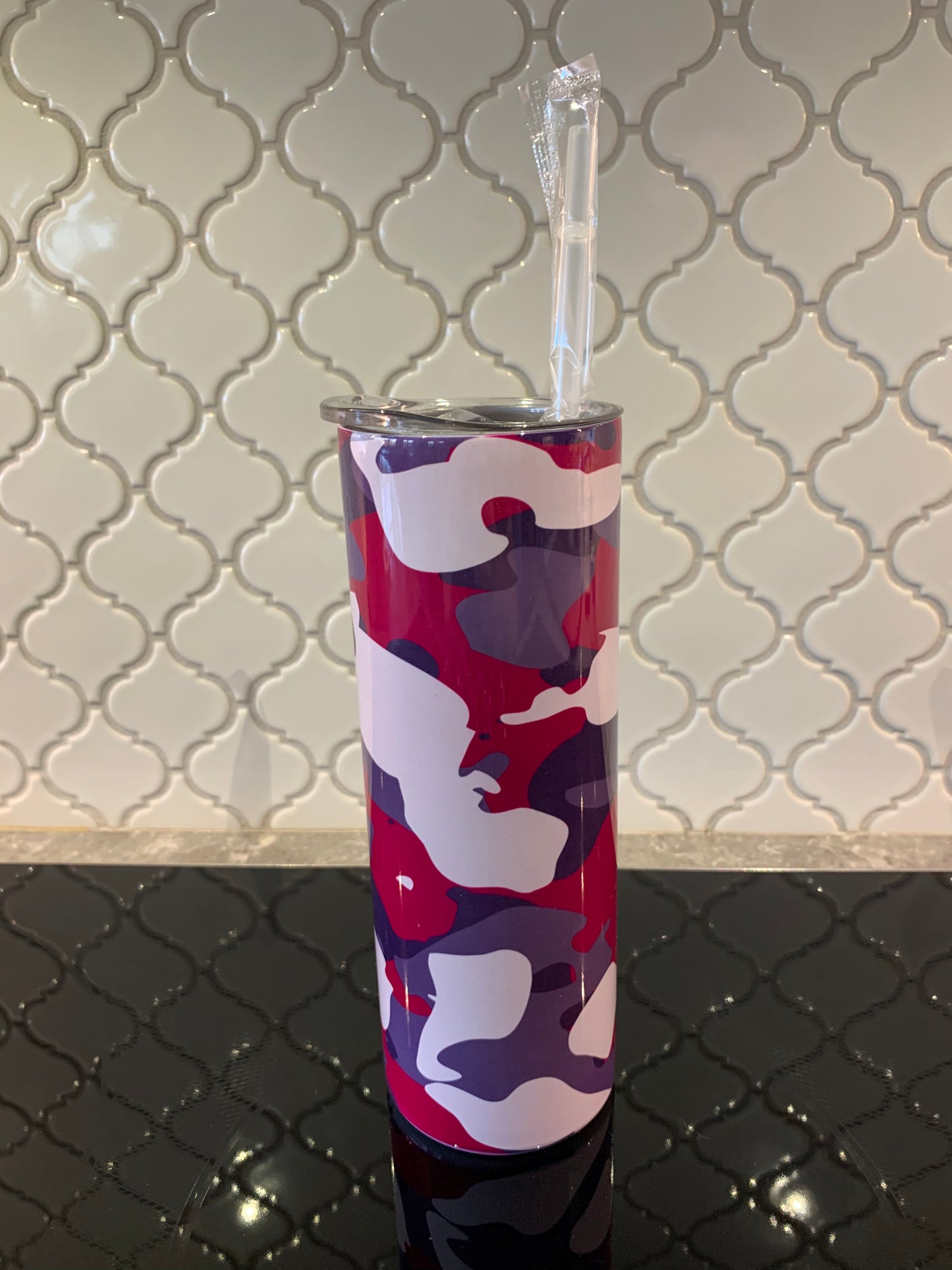 Purple and Red Camo 20oz Skinny Sublimation Tumbler