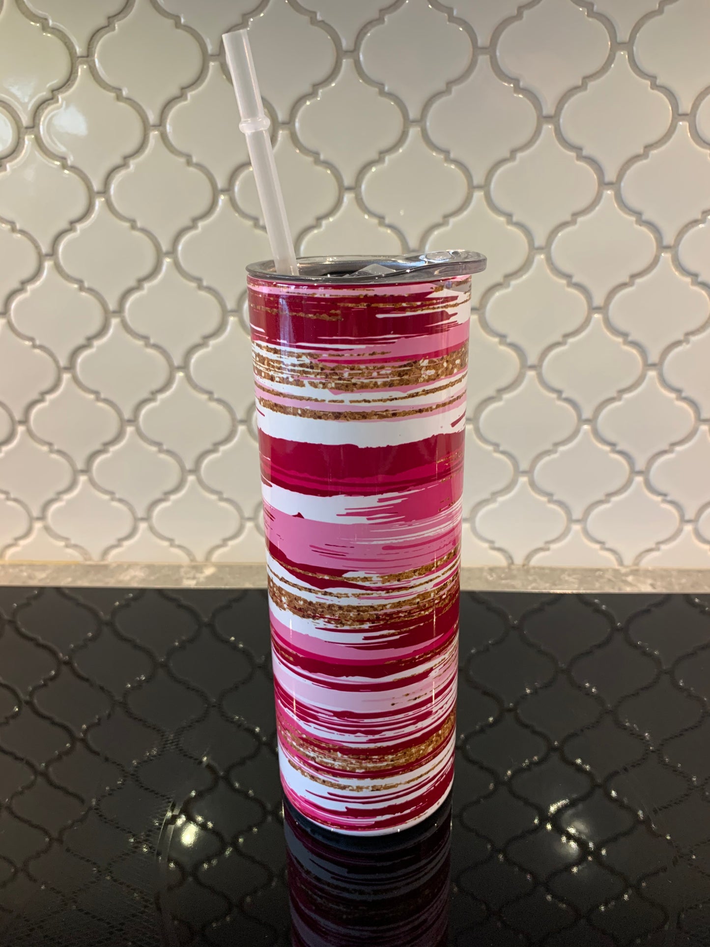 Red Broken Paint Stripes 20oz Skinny Sublimation Tumbler