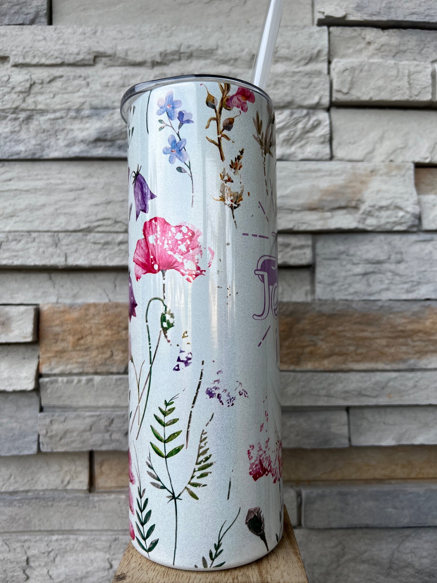 Just Jesus Faith Shimmer 20oz Skinny Sublimation Tumbler
