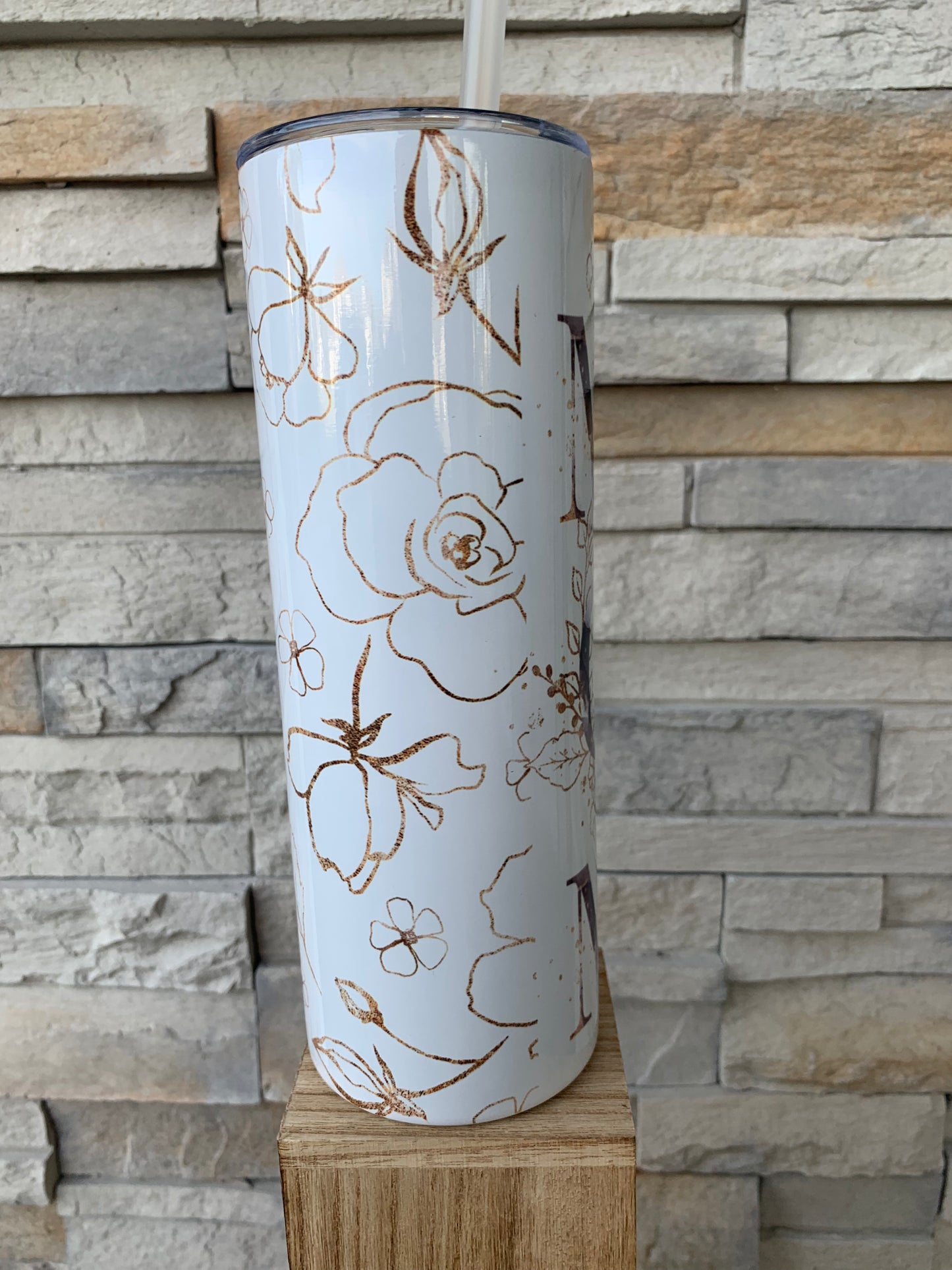 Gold Foil Floral Mom 20oz Skinny Tumbler