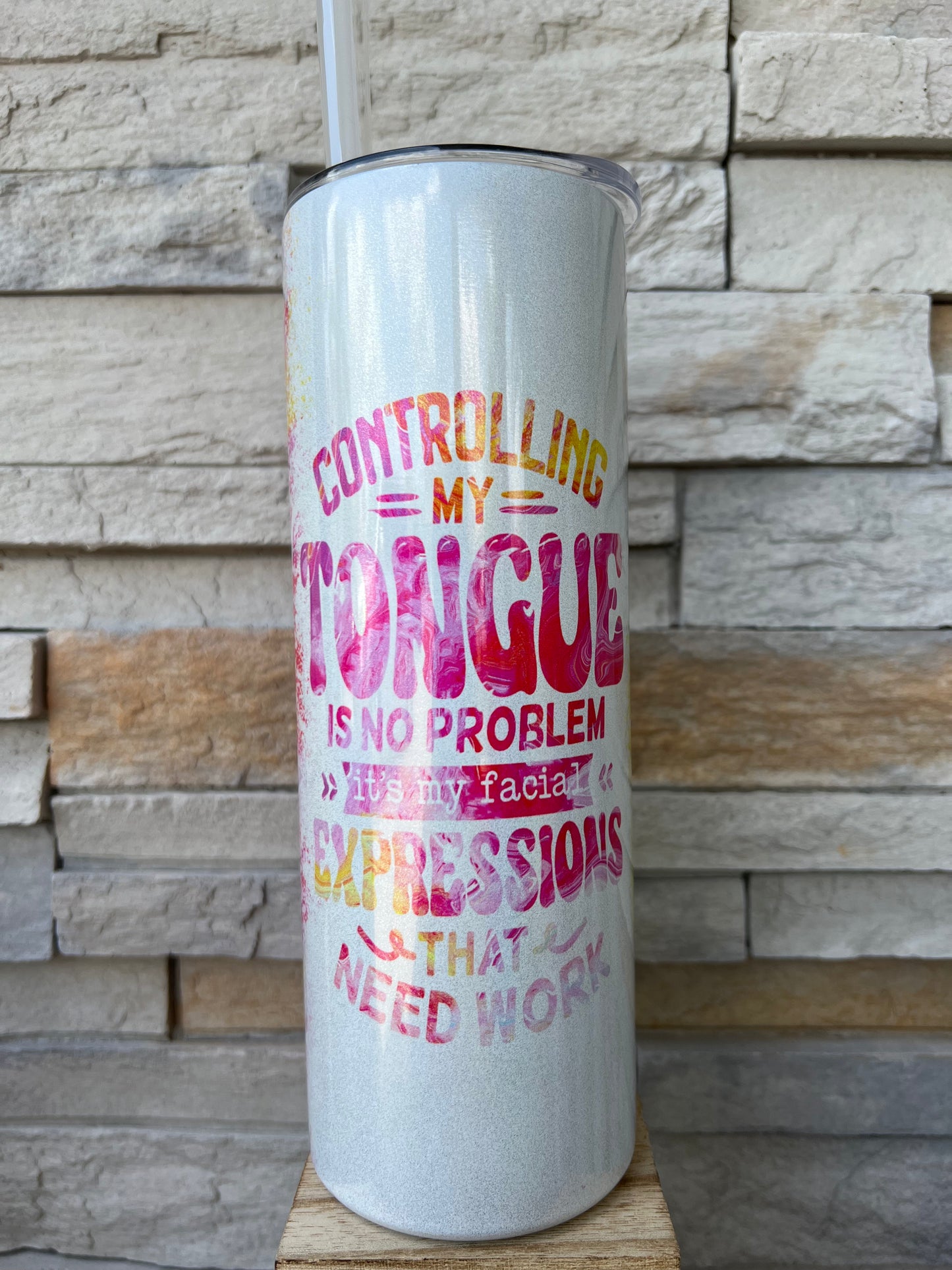 Expressions Need Work Shimmer 20oz Skinny Sublimation Tumbler