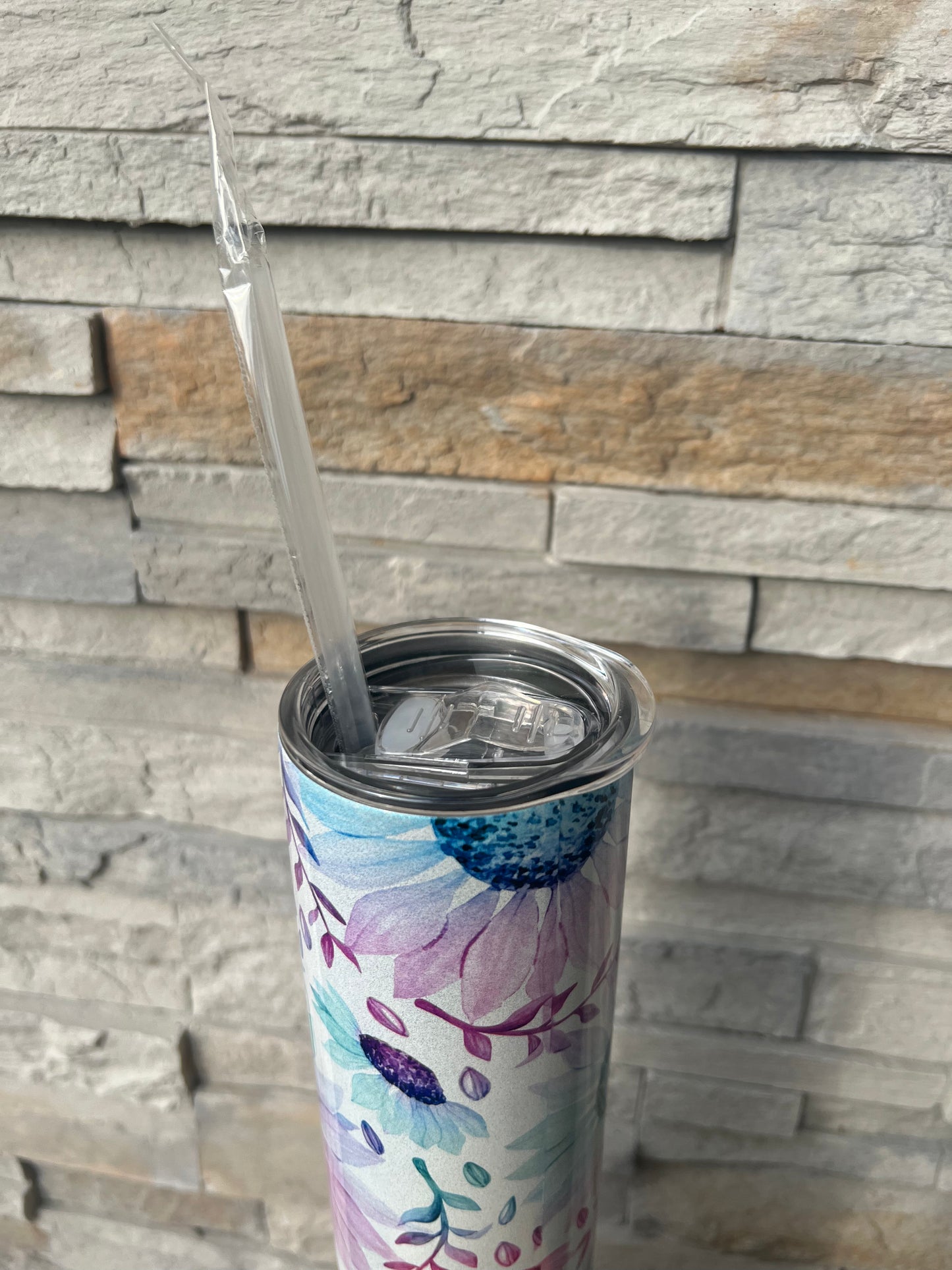 Tie Dye Sunflower Shimmer 20oz Skinny Sublimation Tumbler