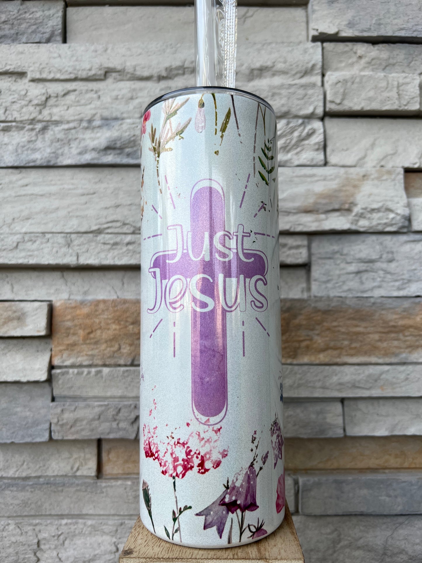 Just Jesus Faith Shimmer 20oz Skinny Sublimation Tumbler