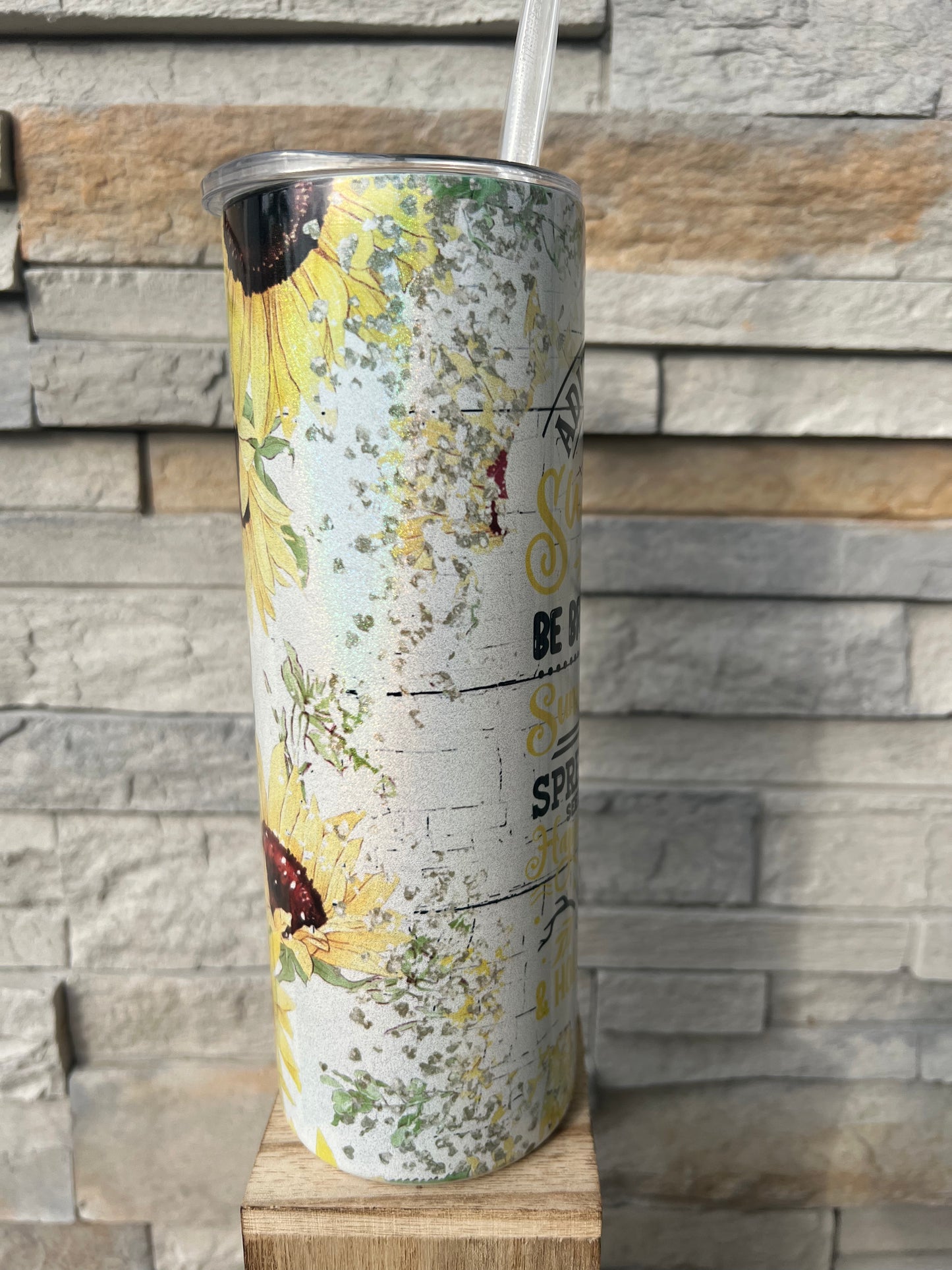 Sunflower Advice Shimmer 20oz Skinny Sublimation Tumbler