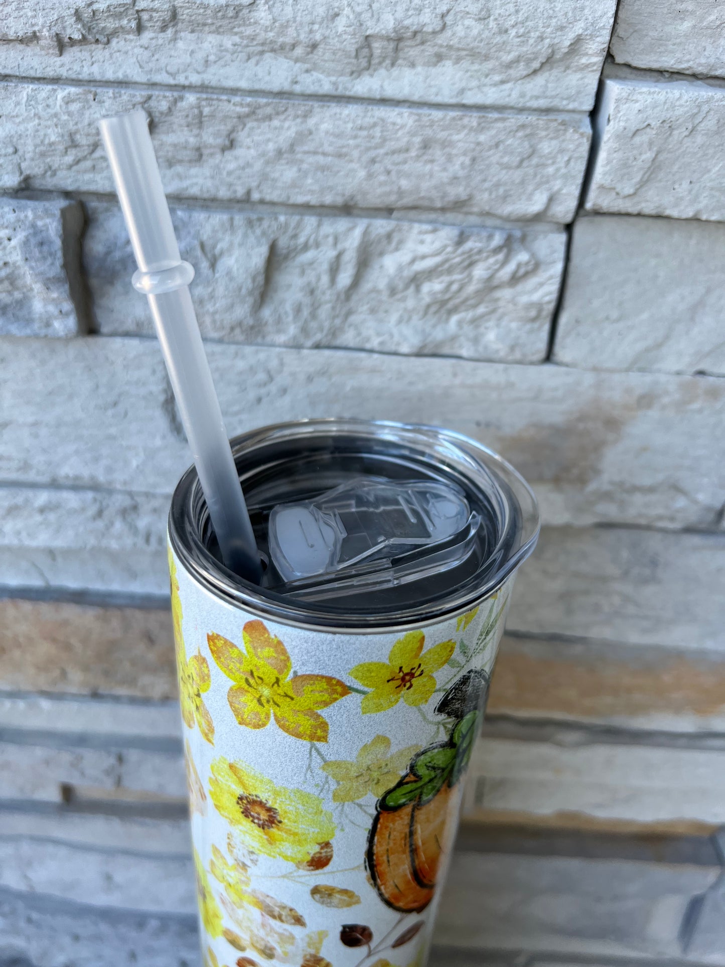 Pumpkin Kisses Harvest Wishes Shimmer 20oz Skinny Tumbler