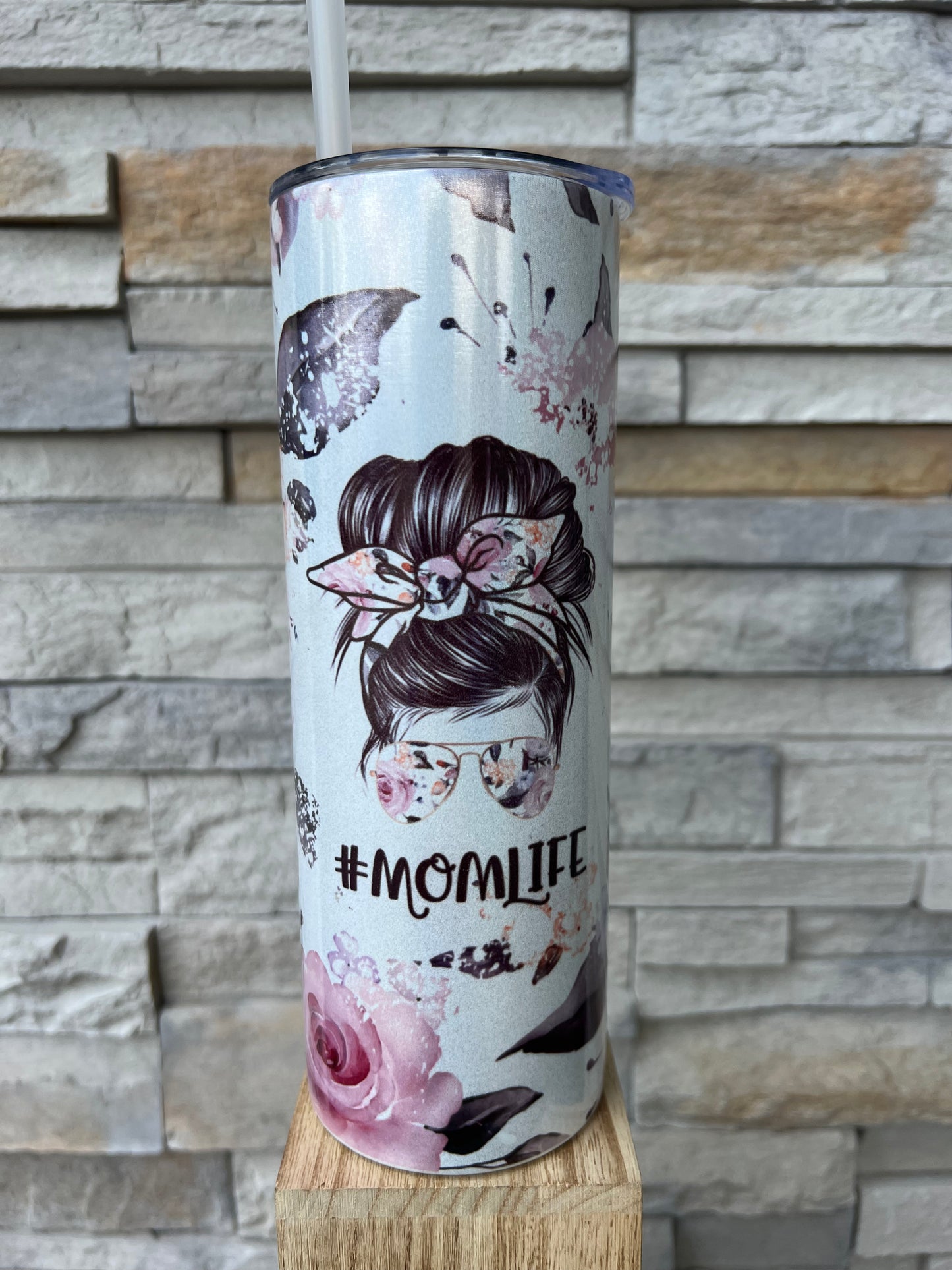 Floral Mom Life 20oz Shimmer Skinny Sublimation Tumbler