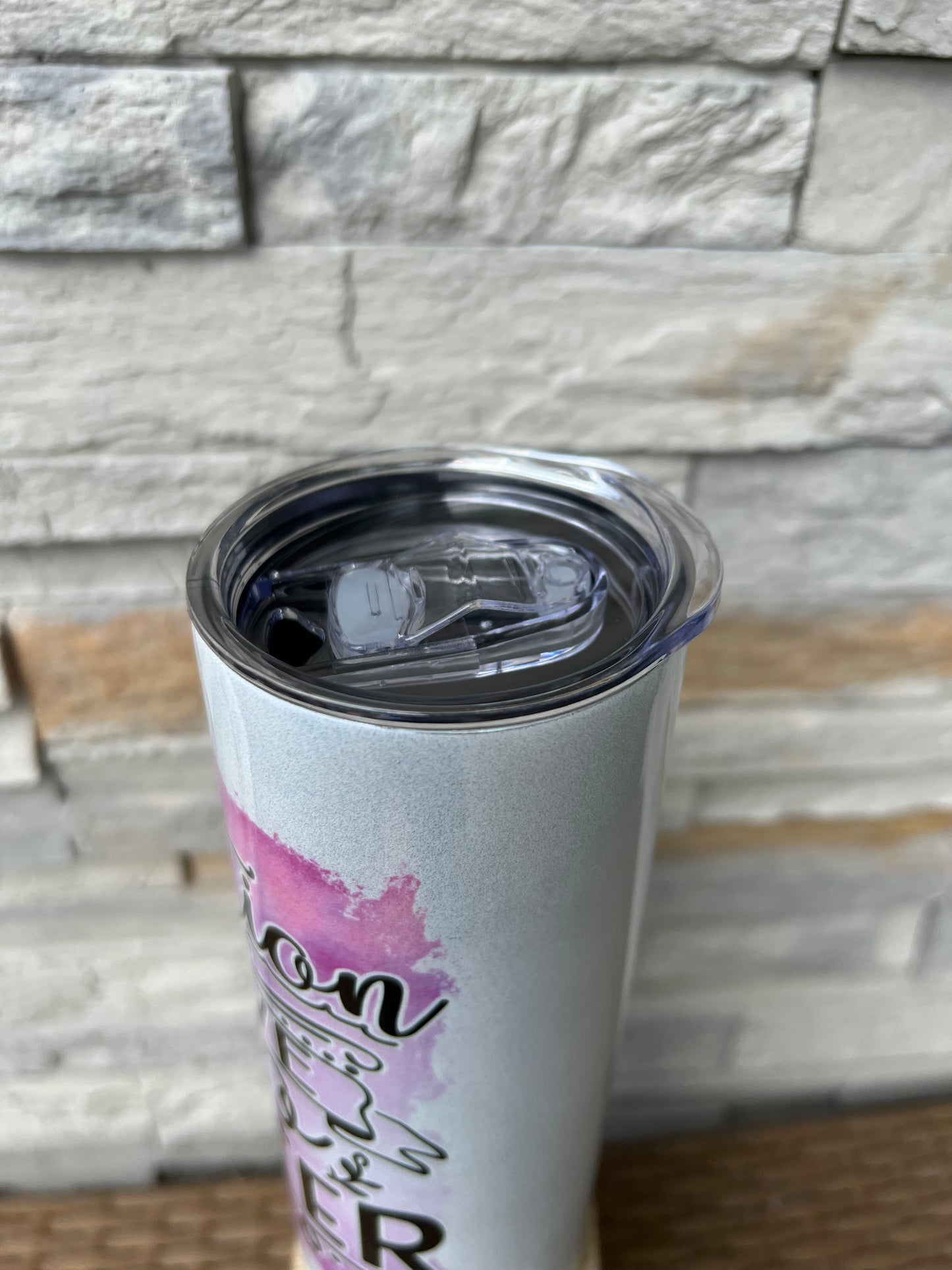 Caution I Have No Filter Shimmer 20oz Skinny Sublimation Tumbler