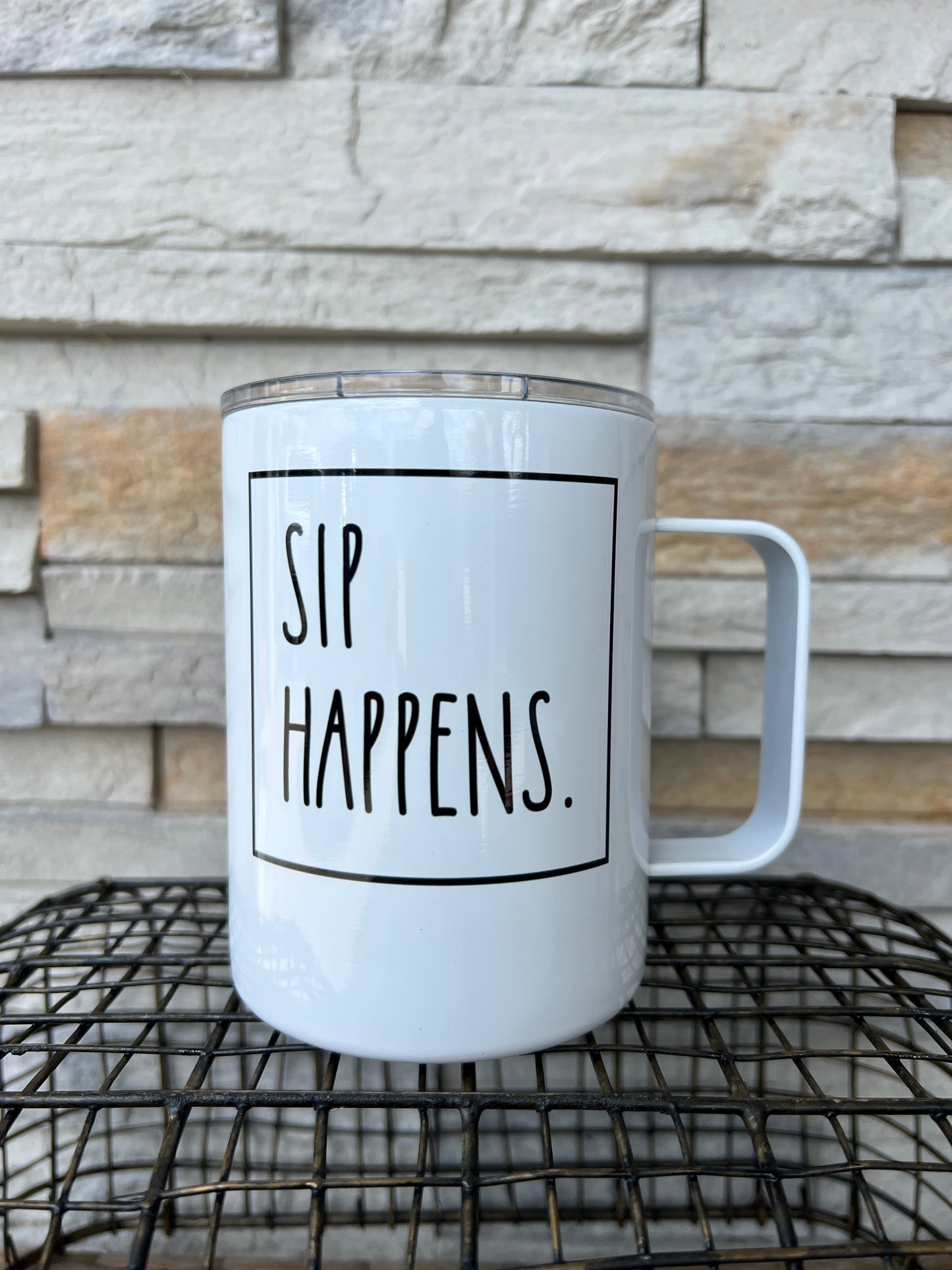 Sip Happens 10oz Coffee Tumbler with handle
