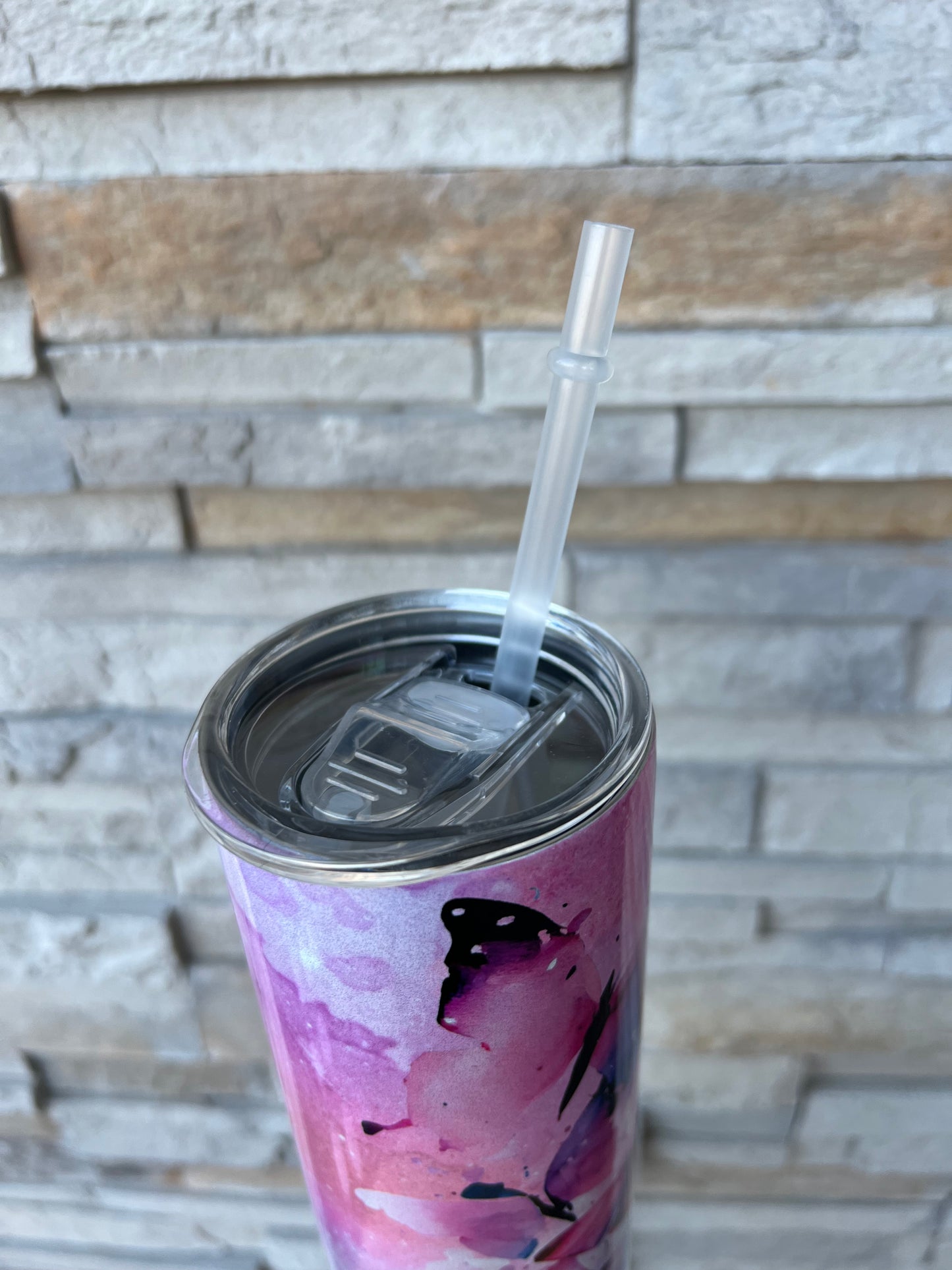 Pink Butterflies 20oz Shimmer Tumbler