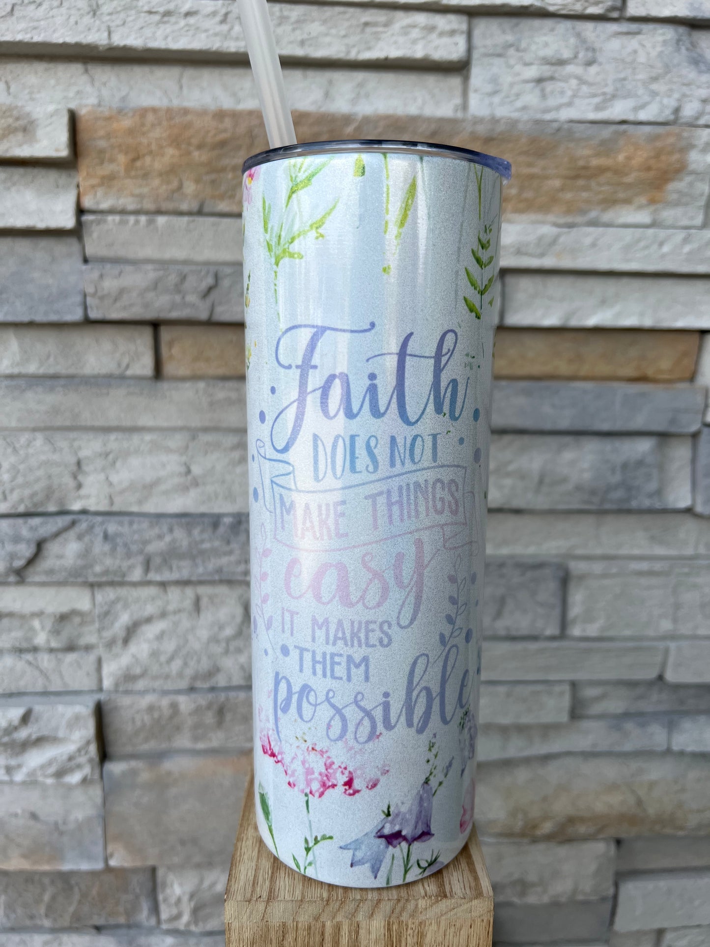 Faith 20oz Shimmer Skinny Sublimation Tumbler