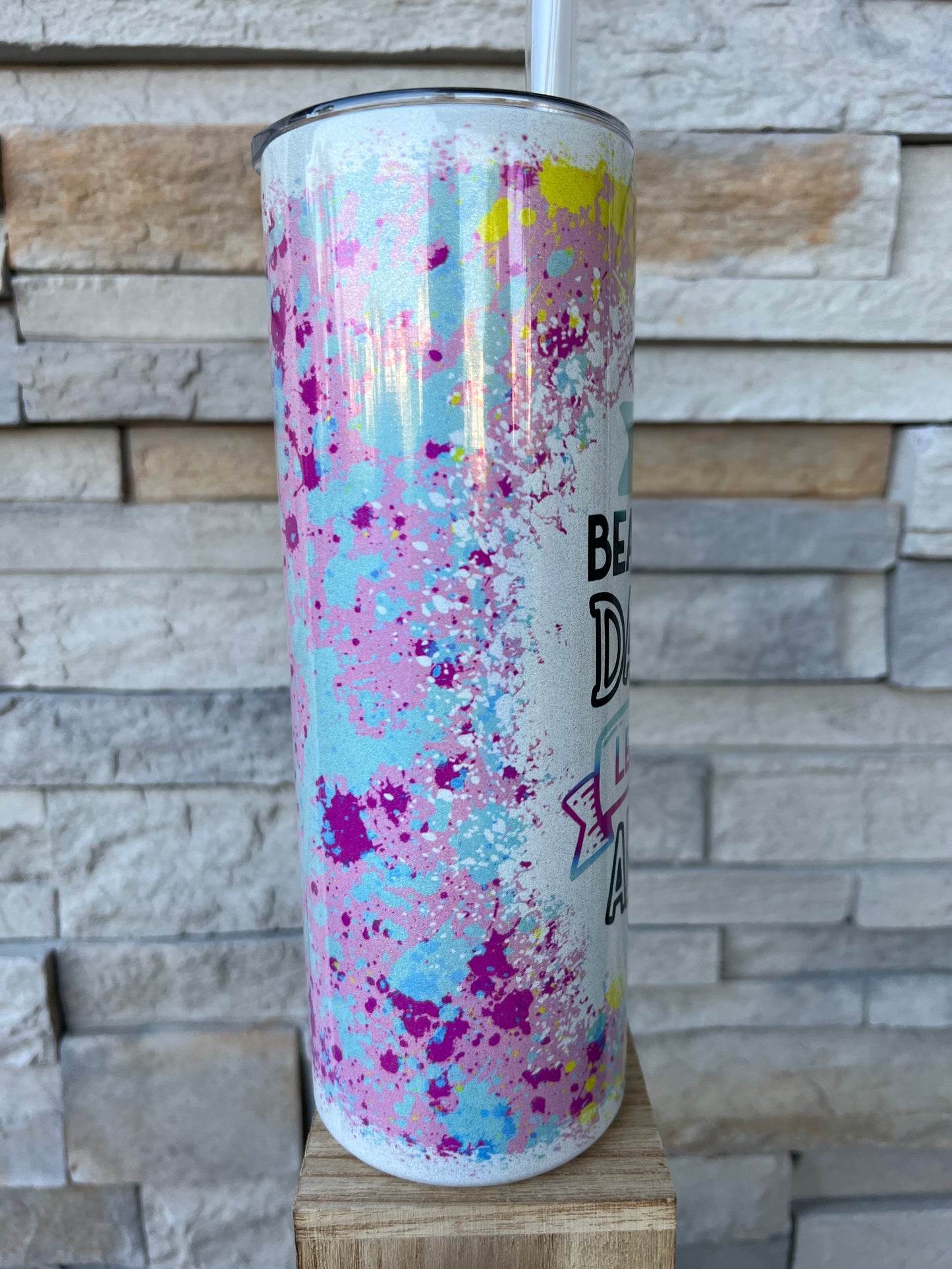 It’s a Beautiful Day To Leave Me Alone 20oz Shimmer Skinny Sublimation Tumbler