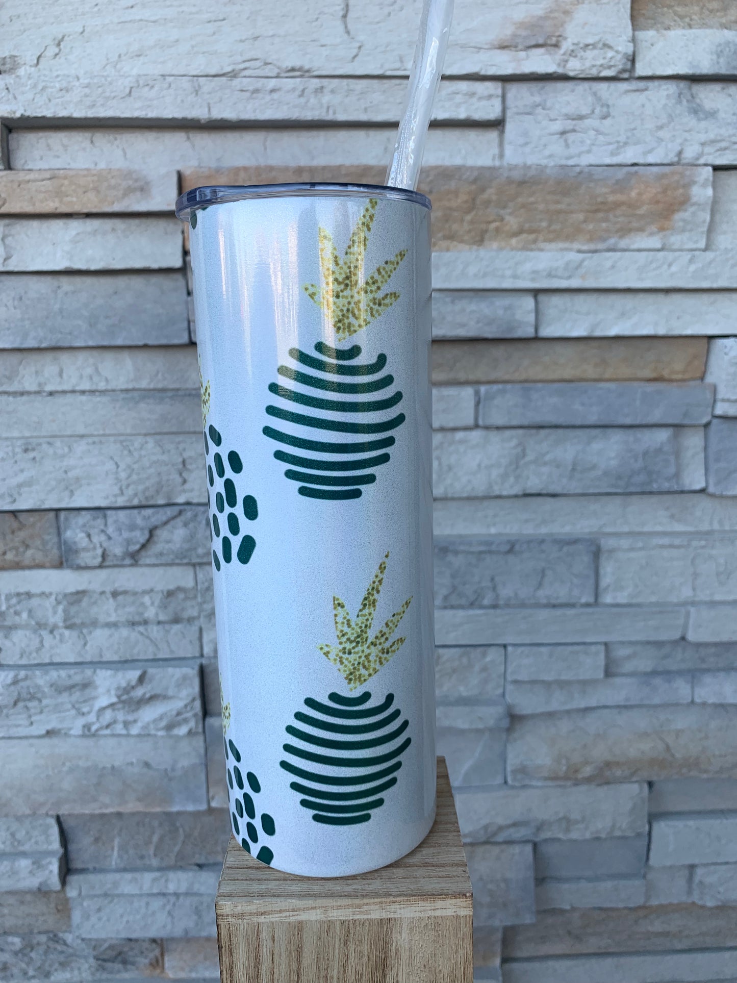Pineapple Shimmer 20oz Skinny Sublimation Tumbler