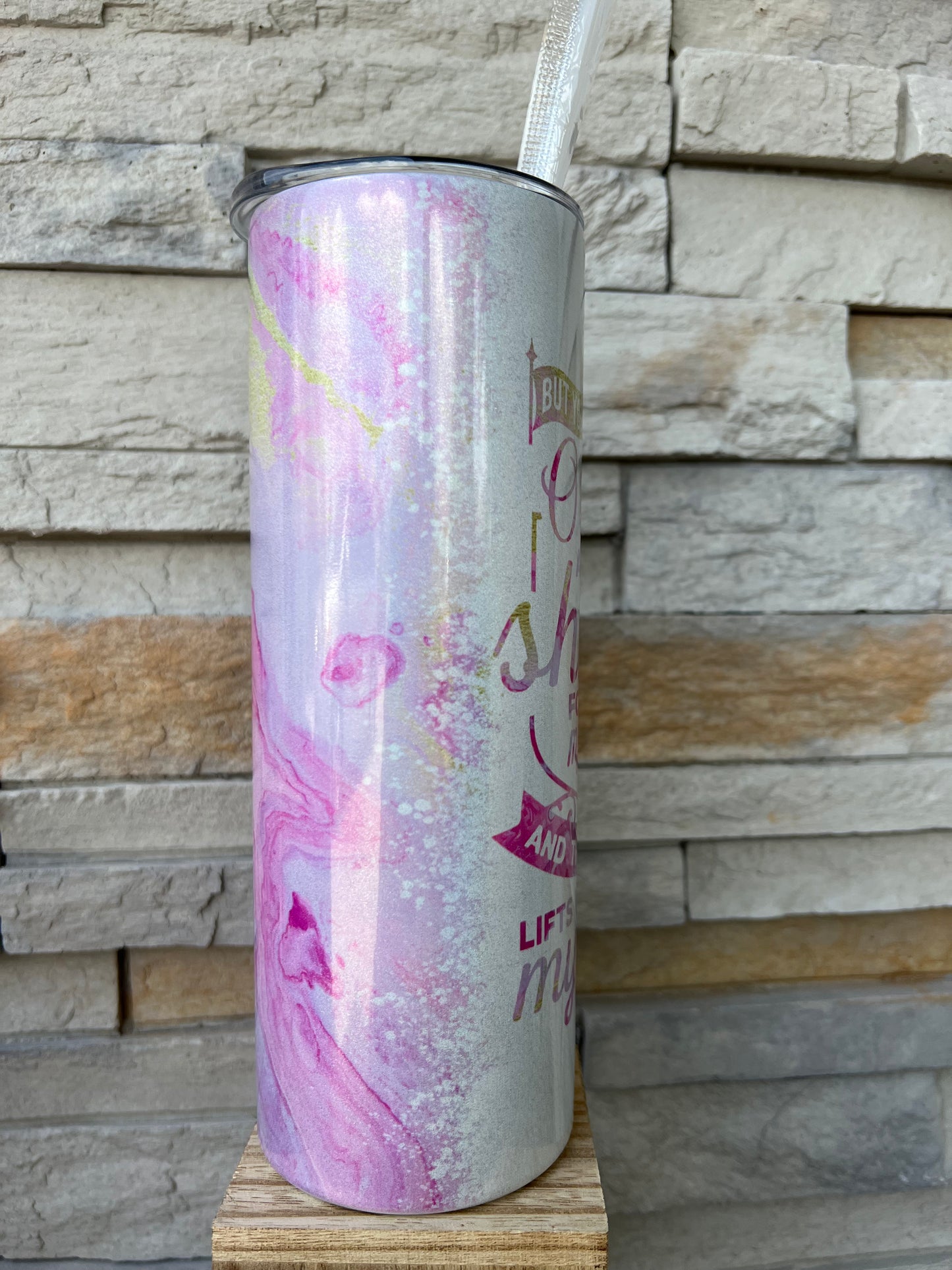 Psalm 3:3 Faith Shimmer 20oz Skinny Sublimation Tumbler