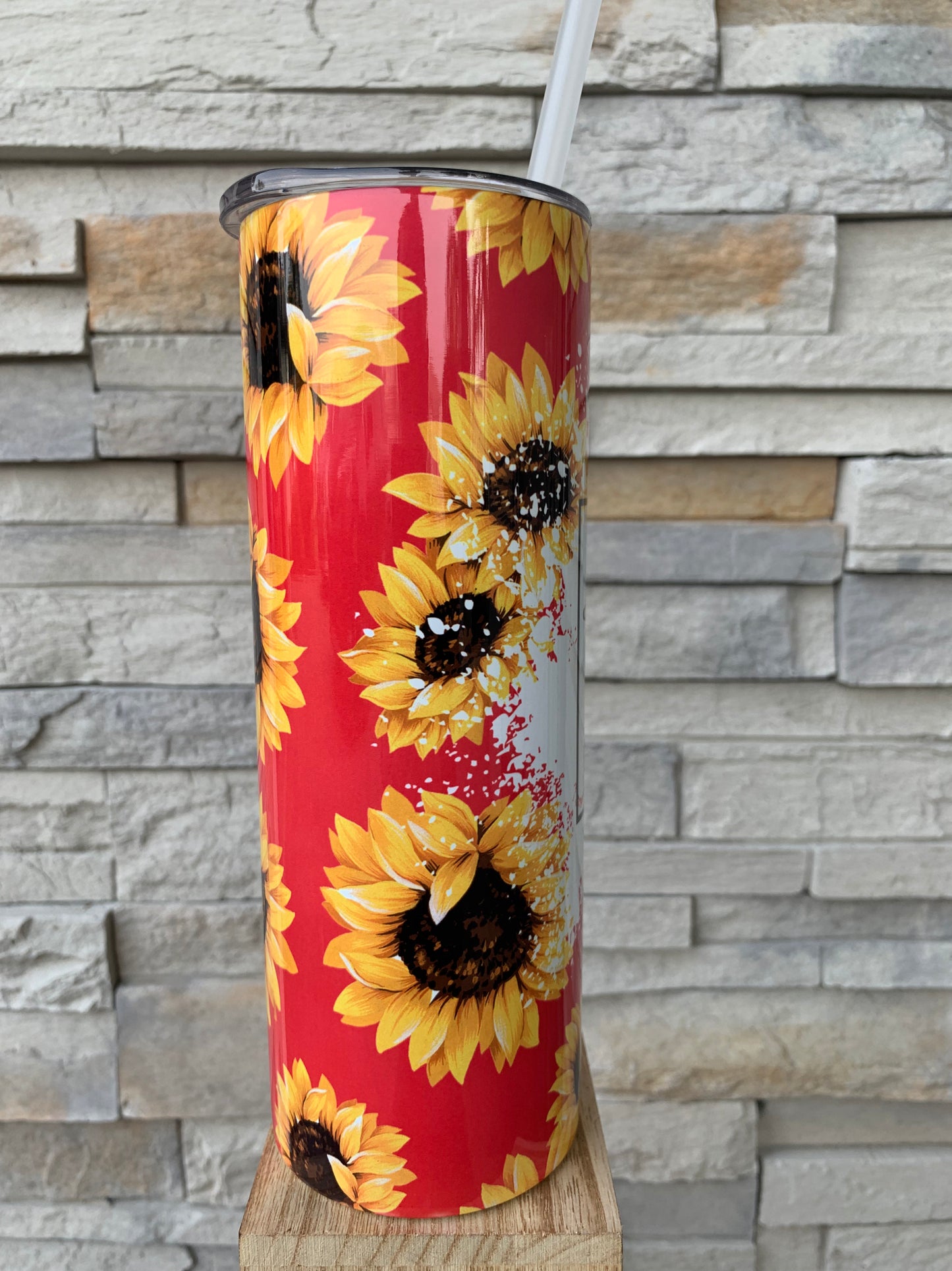 Red Sunflower Mom Life 20oz Skinny Tumbler