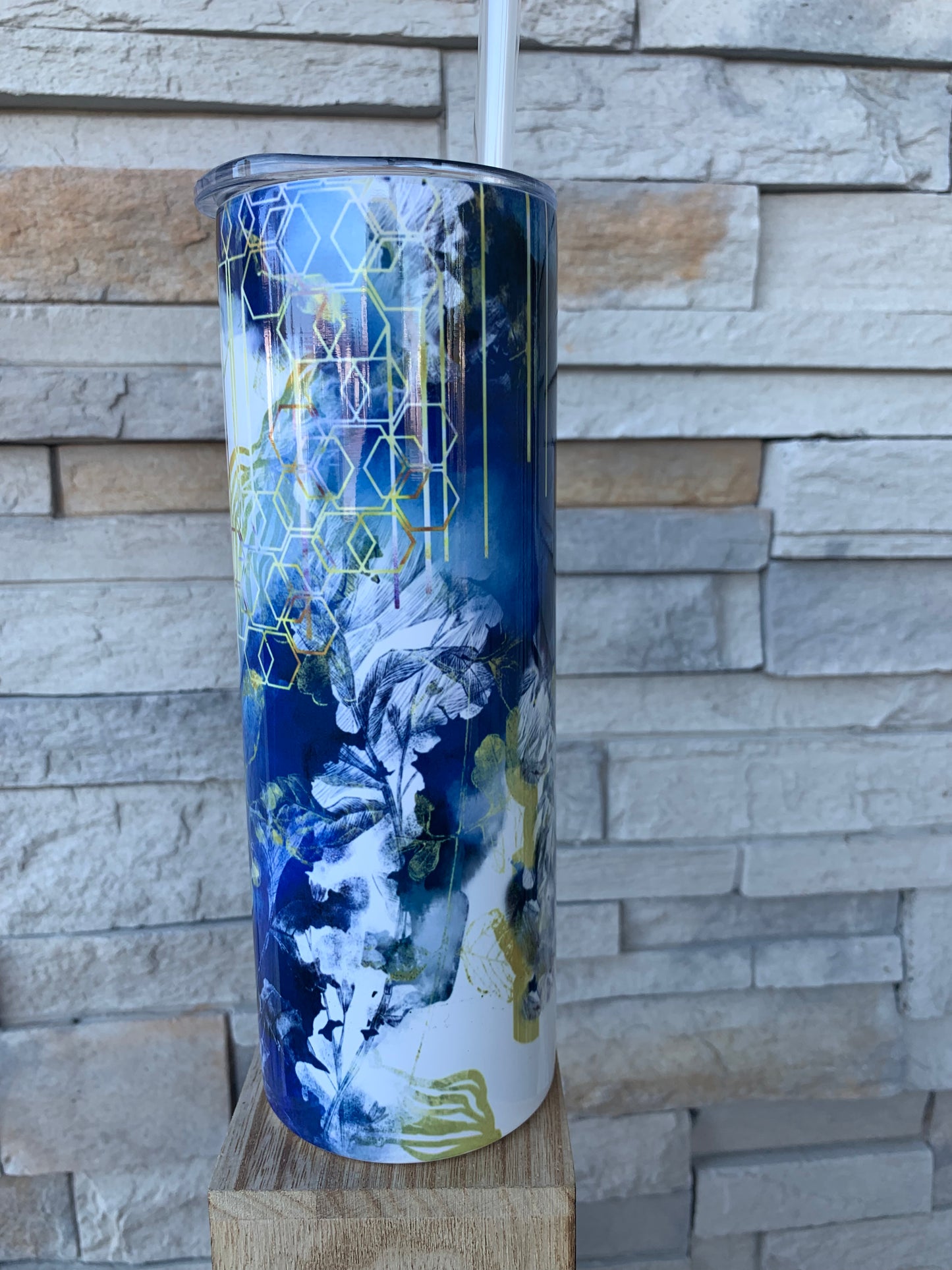 Blue Geometric 20oz Skinny Sublimation Tumbler