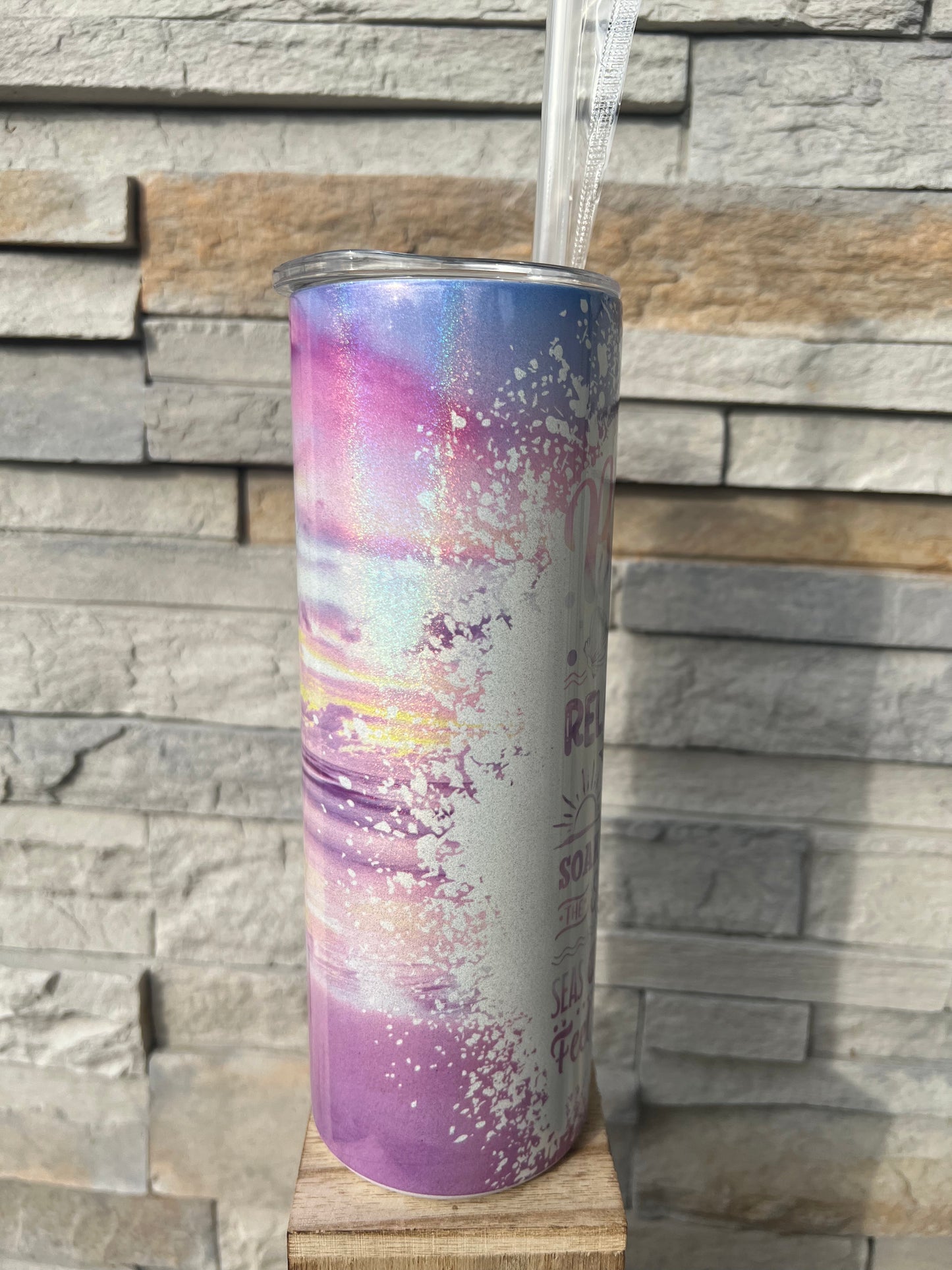 Beach Rules Shimmer 20oz Skinny Sublimation Tumbler