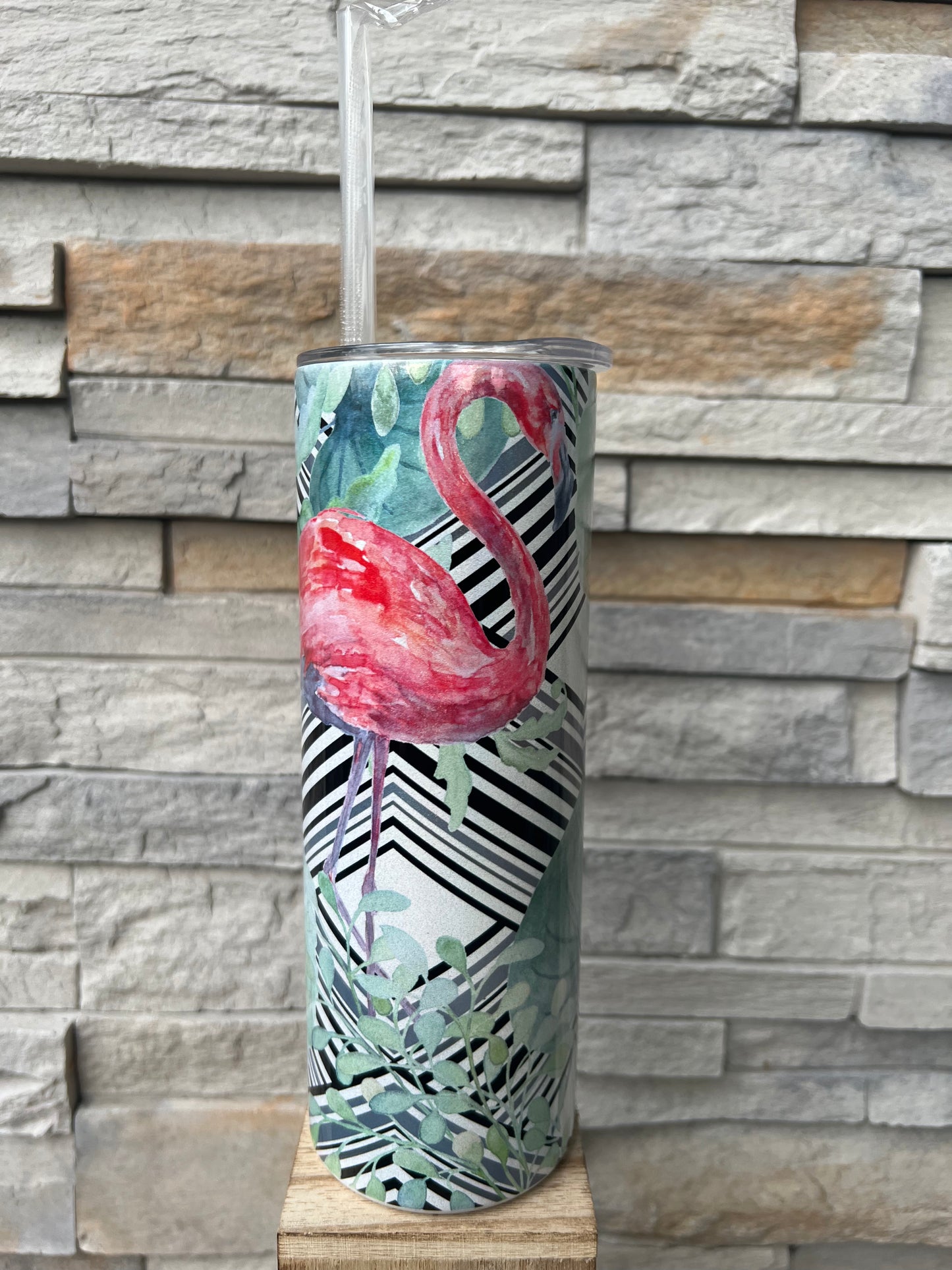 Flamingo Shimmer 20oz Skinny Sublimation Tumbler