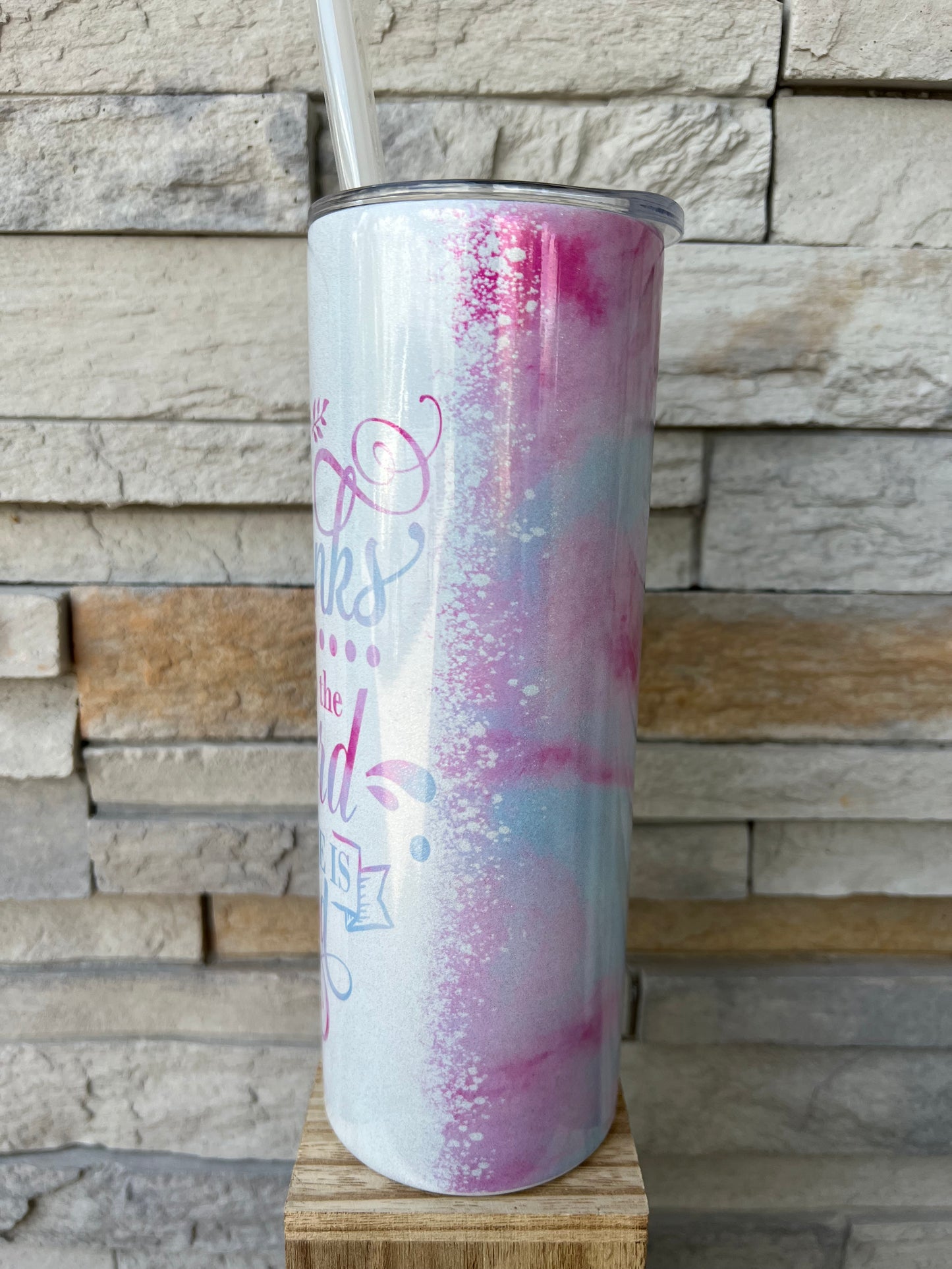 Give Thanks Faith Shimmer 20oz Skinny Sublimation Tumbler