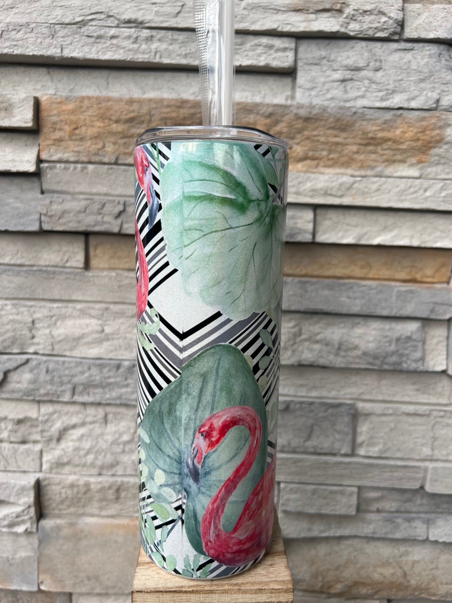 Flamingo Shimmer 20oz Skinny Sublimation Tumbler