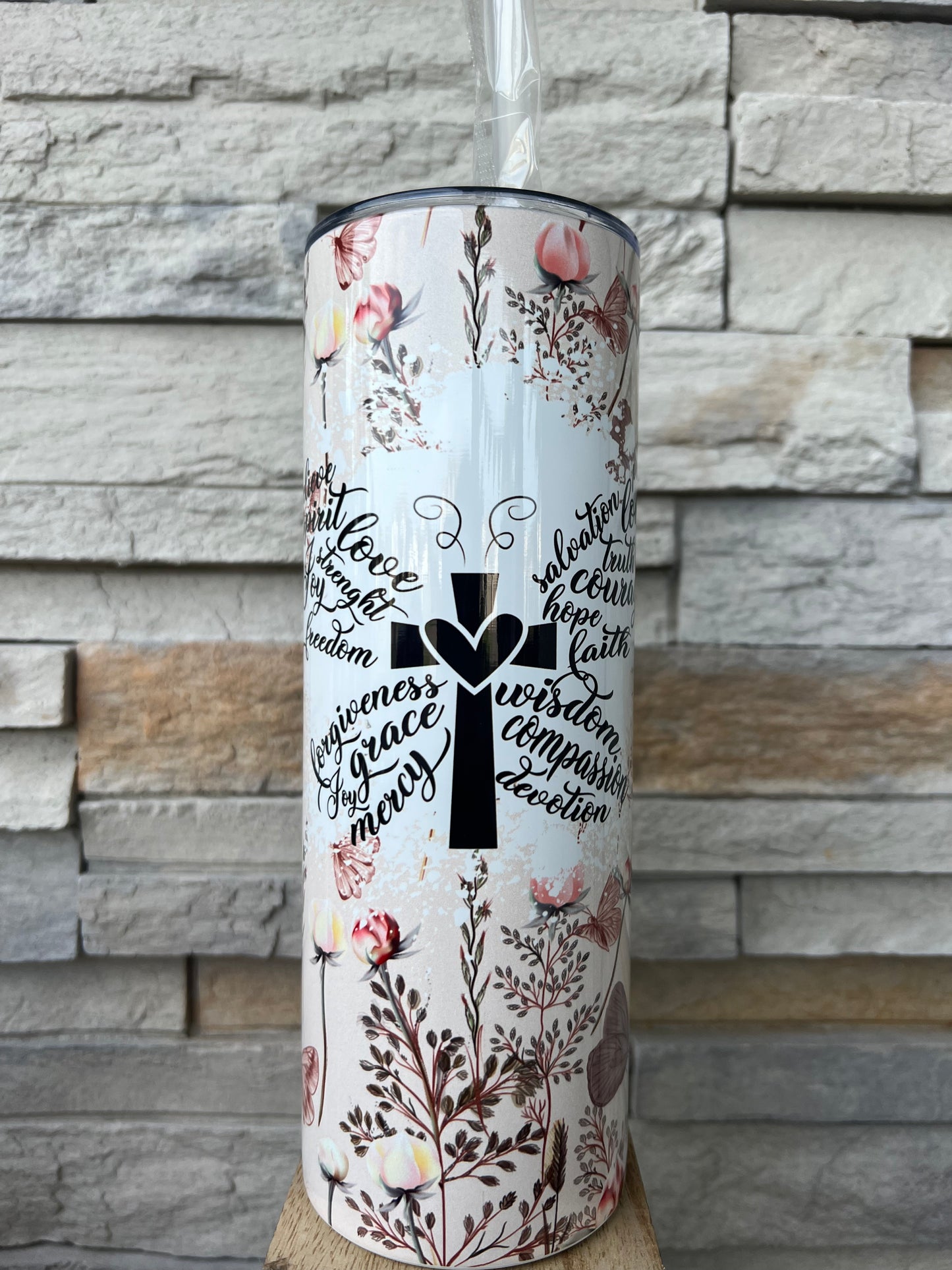Faith Butterfly 20oz Skinny Sublimation Tumbler