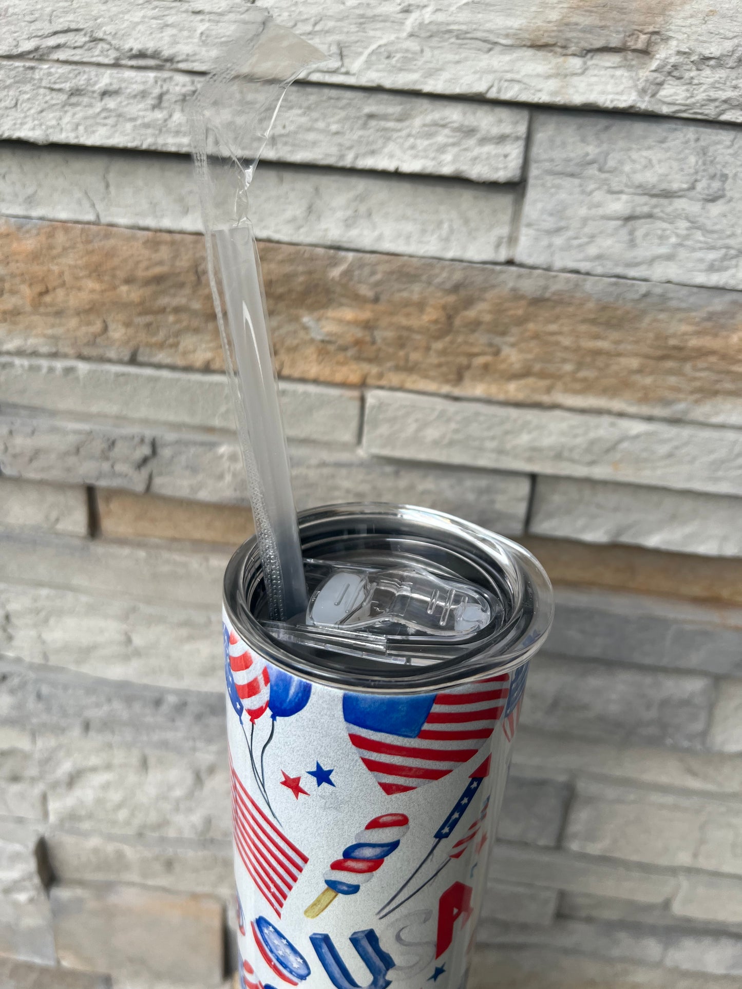 Patriotic Shimmer 20oz Skinny Sublimation Tumbler