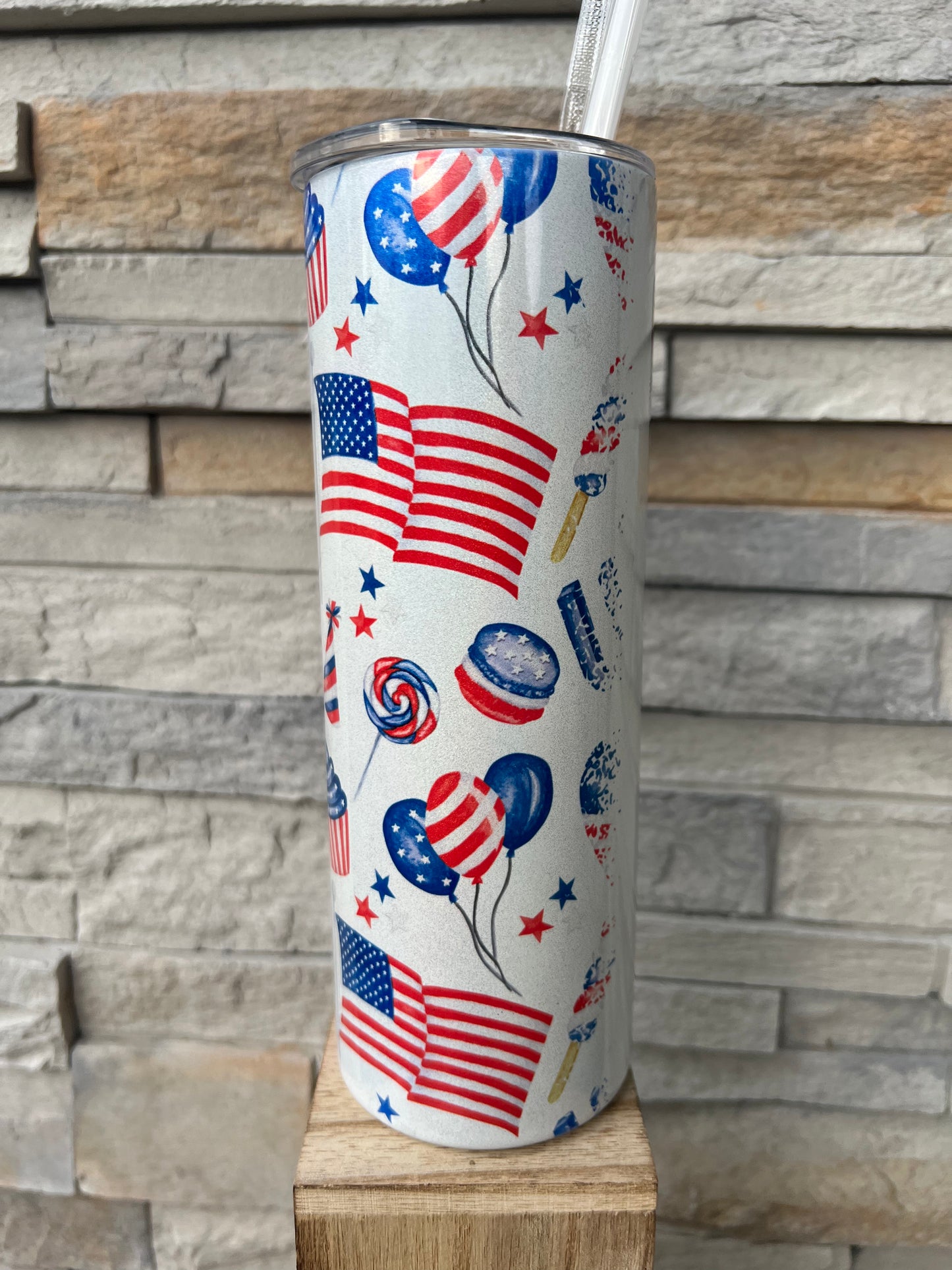Patriotic Shimmer 20oz Skinny Sublimation Tumbler