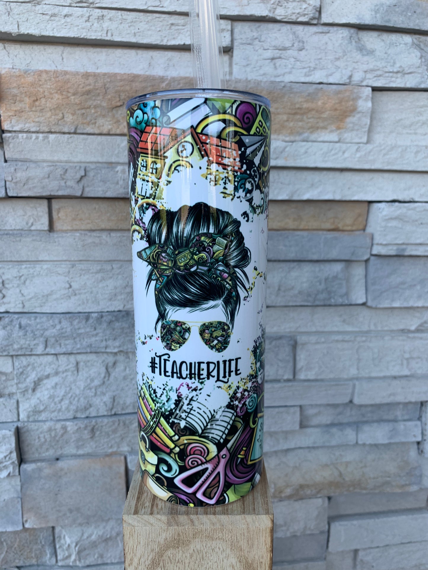Teacher Life 20oz Skinny Sublimation Tumbler