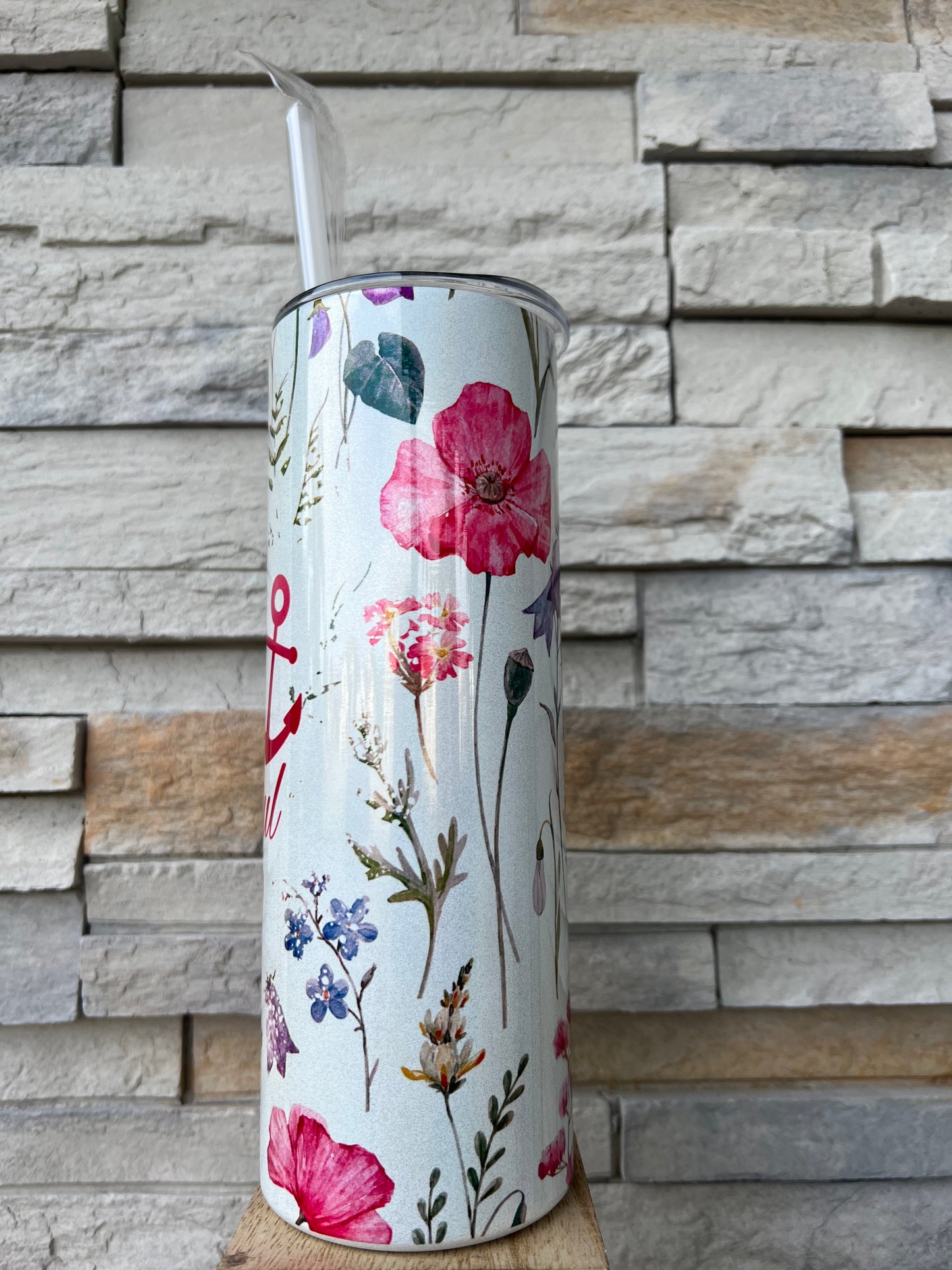 Jesus Is The Anchor Faith Shimmer 20oz Skinny Sublimation Tumbler