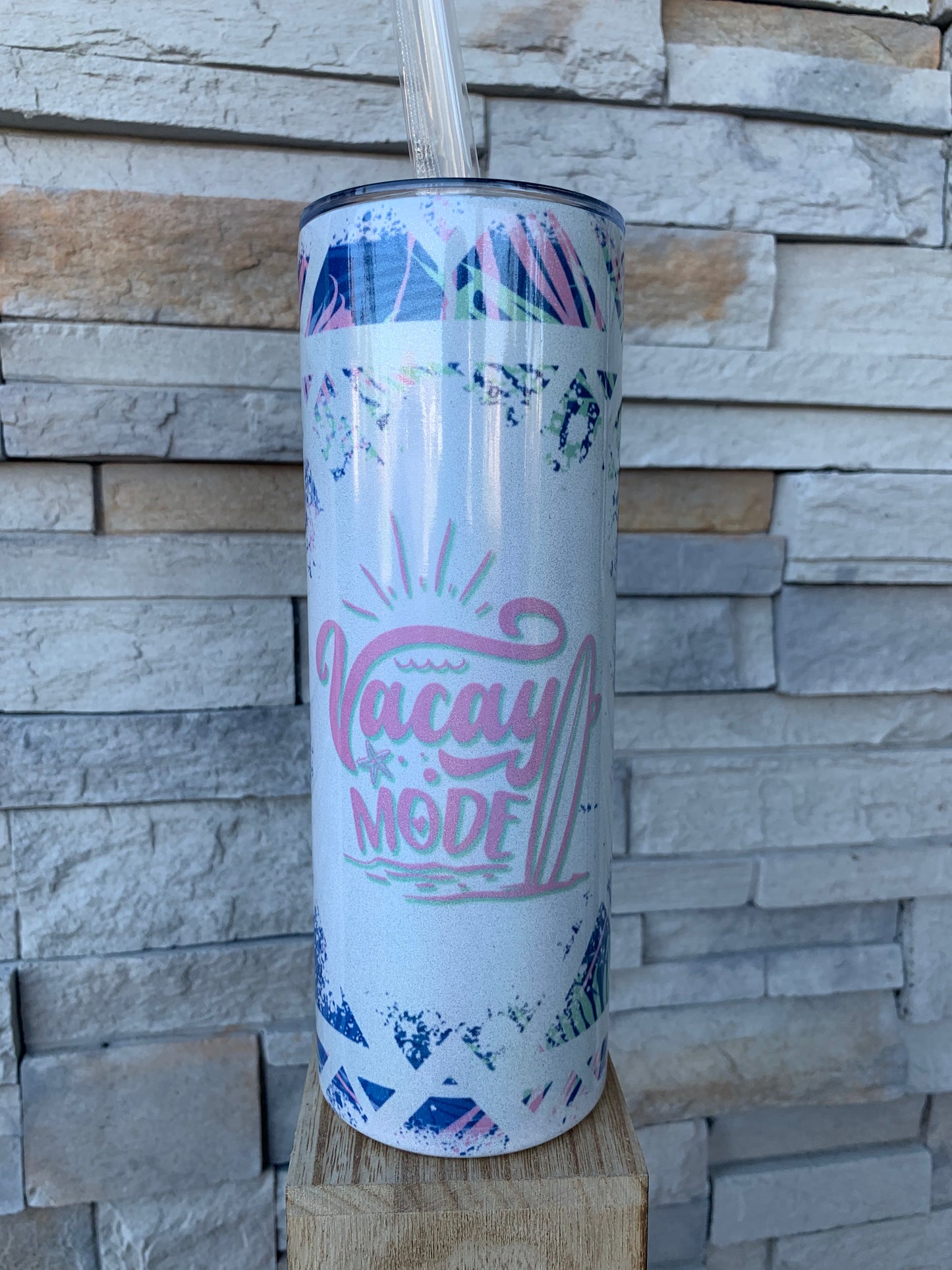 Vacay Mode Shimmer 20oz Skinny Sublimation Tumbler