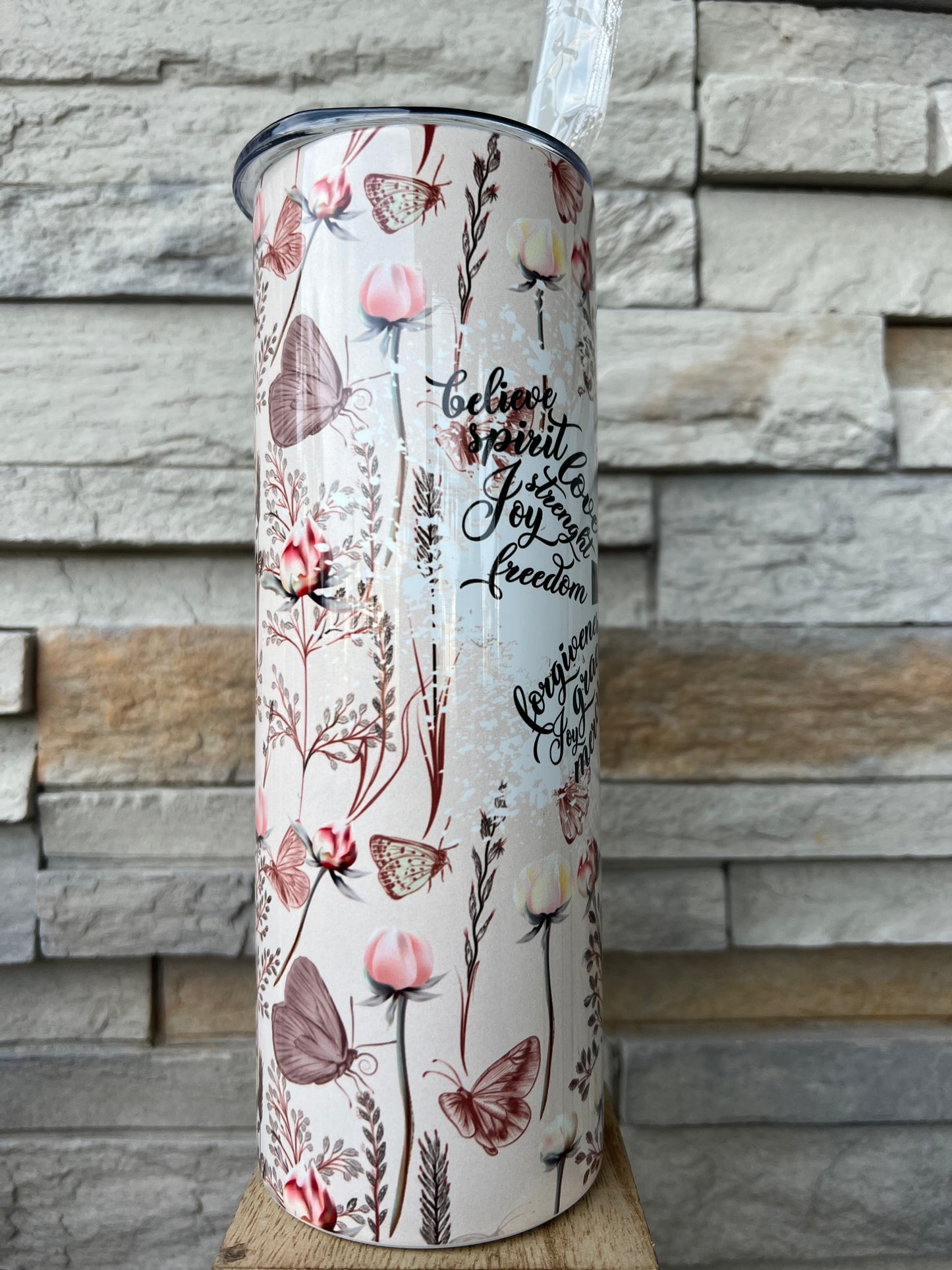 Faith Butterfly 20oz Skinny Sublimation Tumbler