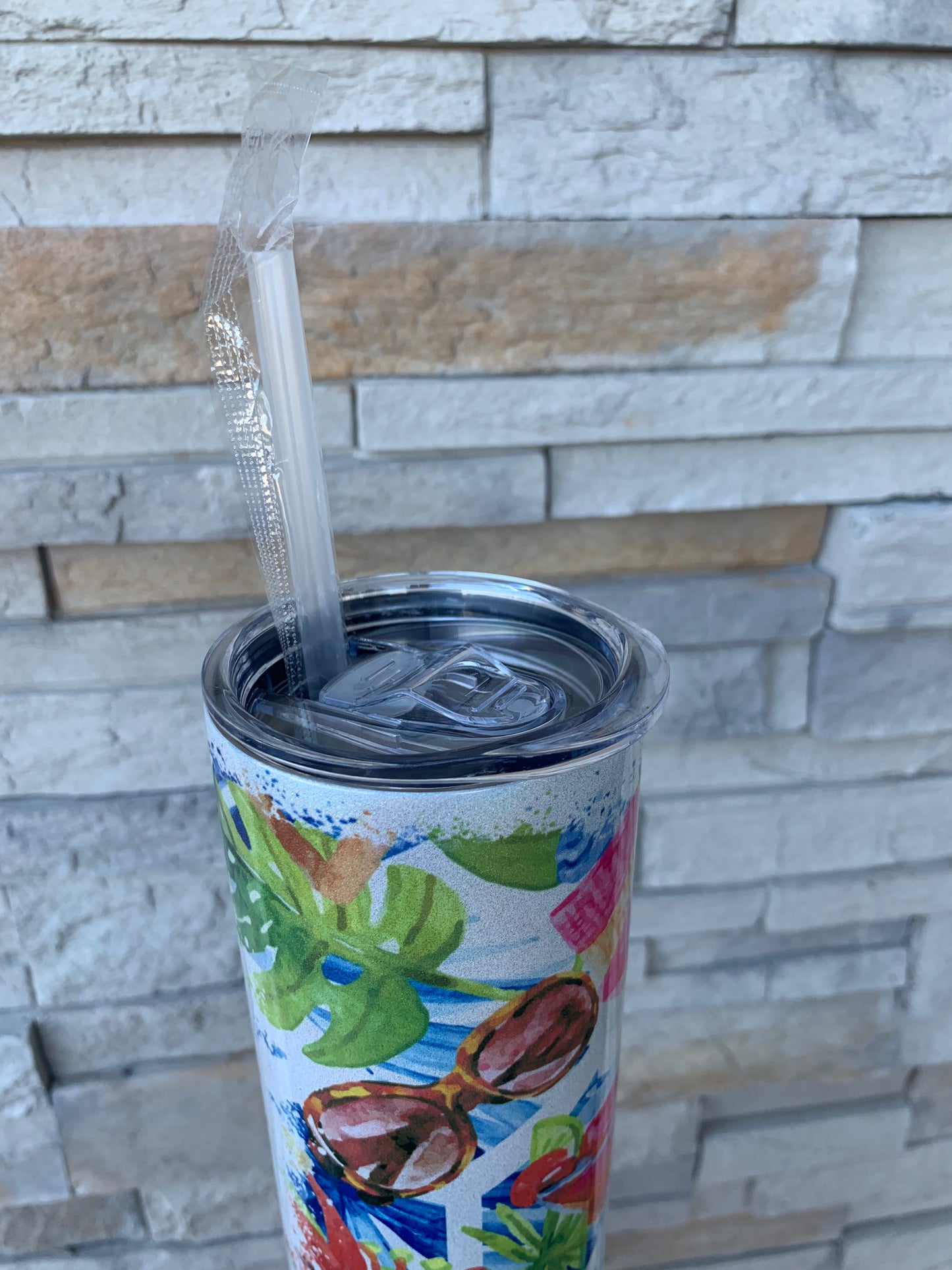 Life Is Better At The Beach Shimmer 20oz Skinny Sublimation Tumbler