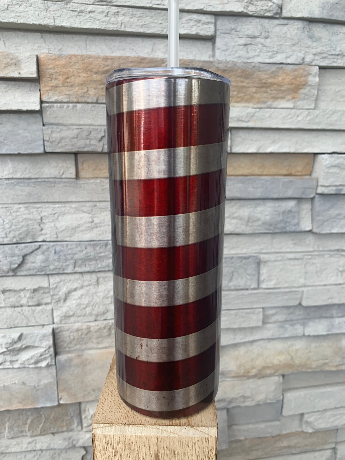 Silver USA Flag 20oz Skinny Tumbler