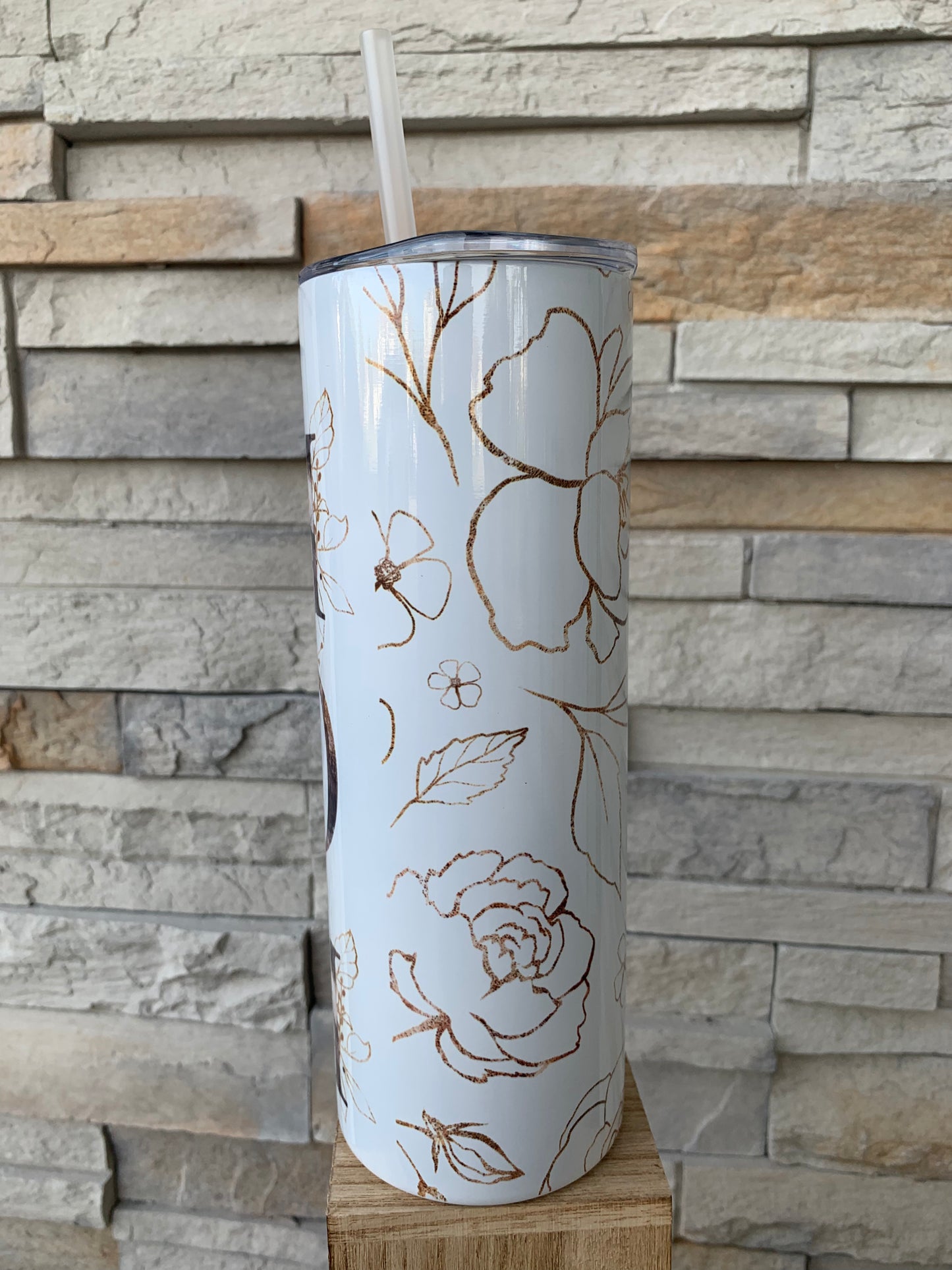 Gold Foil Floral Mom 20oz Skinny Tumbler