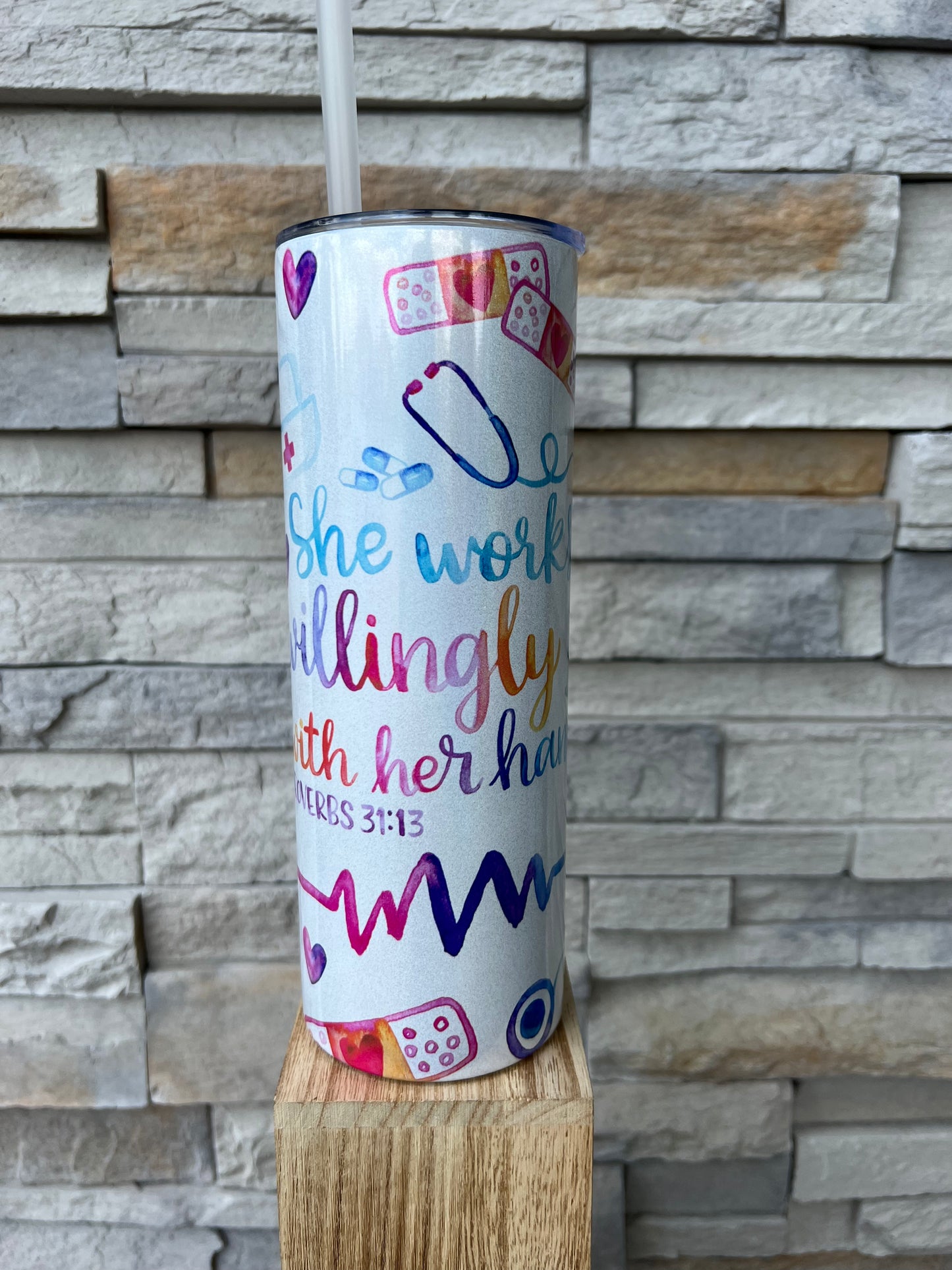 Nurse 20oz Shimmer Skinny Sublimation Tumbler