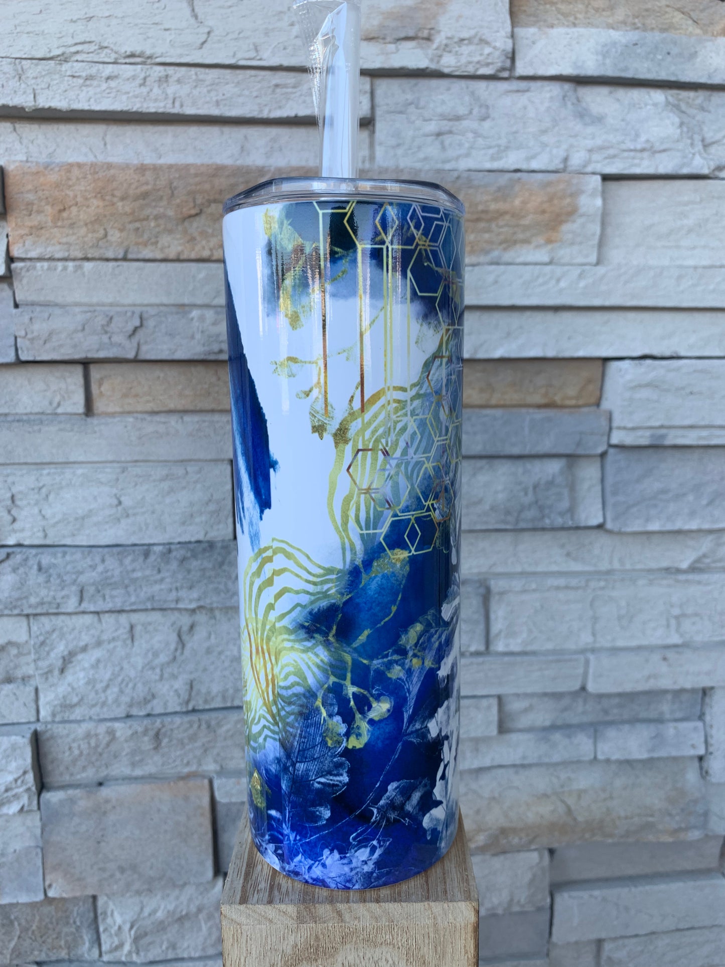 Blue Geometric 20oz Skinny Sublimation Tumbler