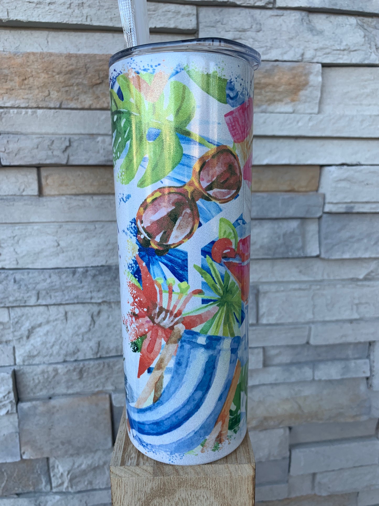 Life Is Better At The Beach Shimmer 20oz Skinny Sublimation Tumbler