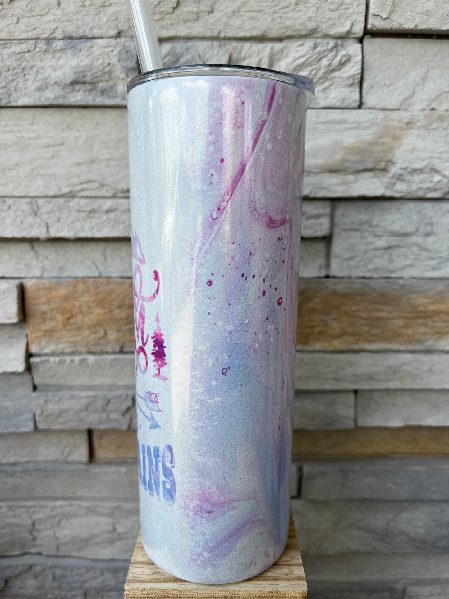 Faith Can Move Mountains Shimmer 20oz Skinny Sublimation Tumbler