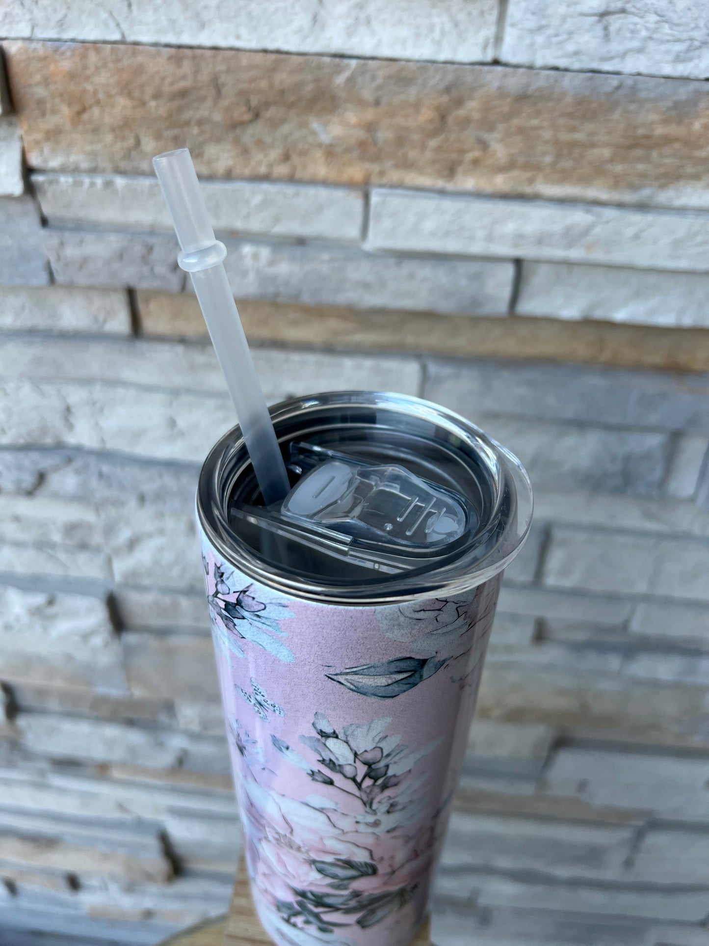 Pink Floral 20oz Shimmer Tumbler