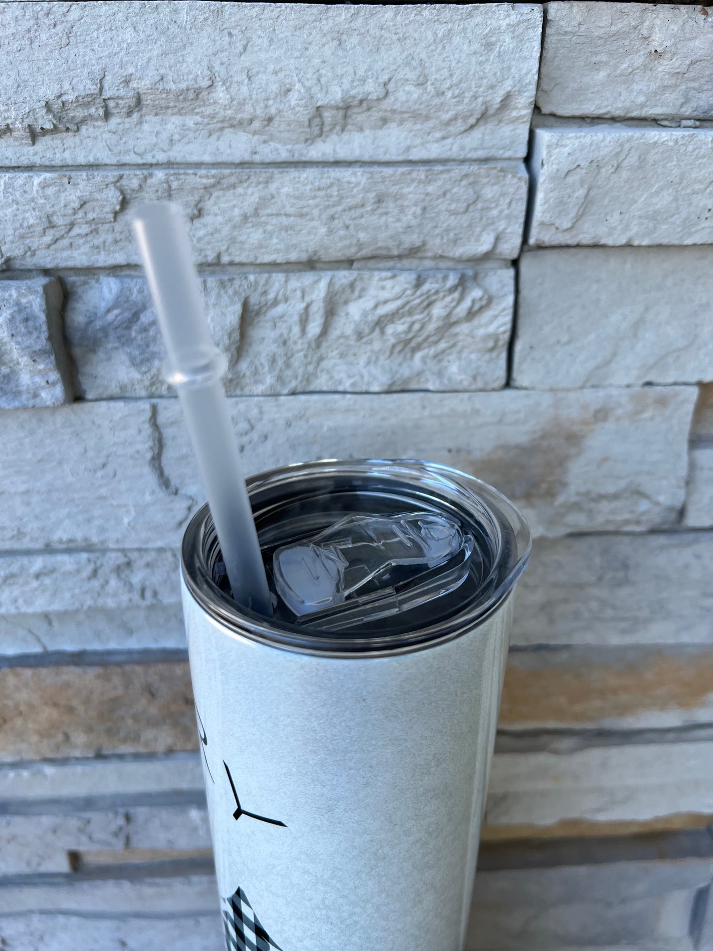 Plaid Christmas Trees Shimmer 20oz Skinny Tumbler