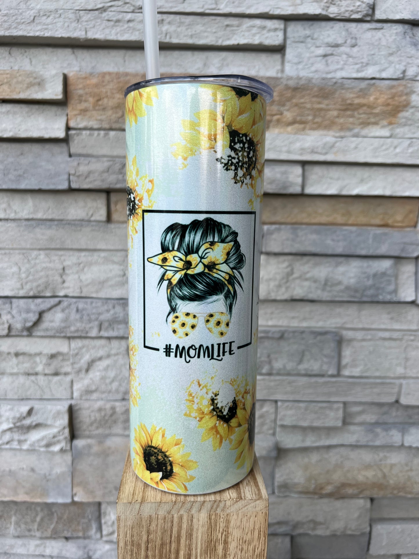 Sunflower Mom Life 20oz Shimmer Skinny Sublimation Tumbler
