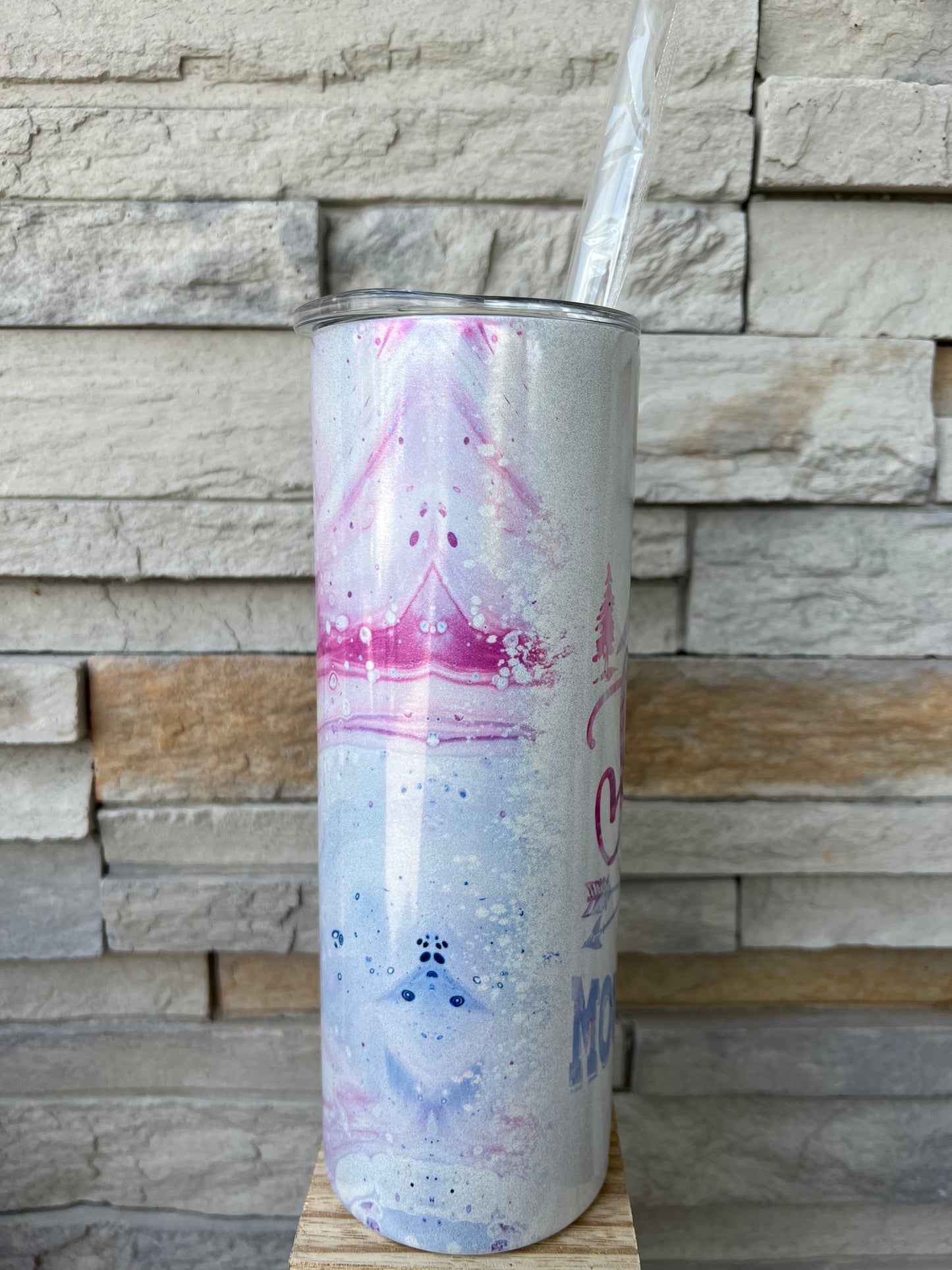 Faith Can Move Mountains Shimmer 20oz Skinny Sublimation Tumbler