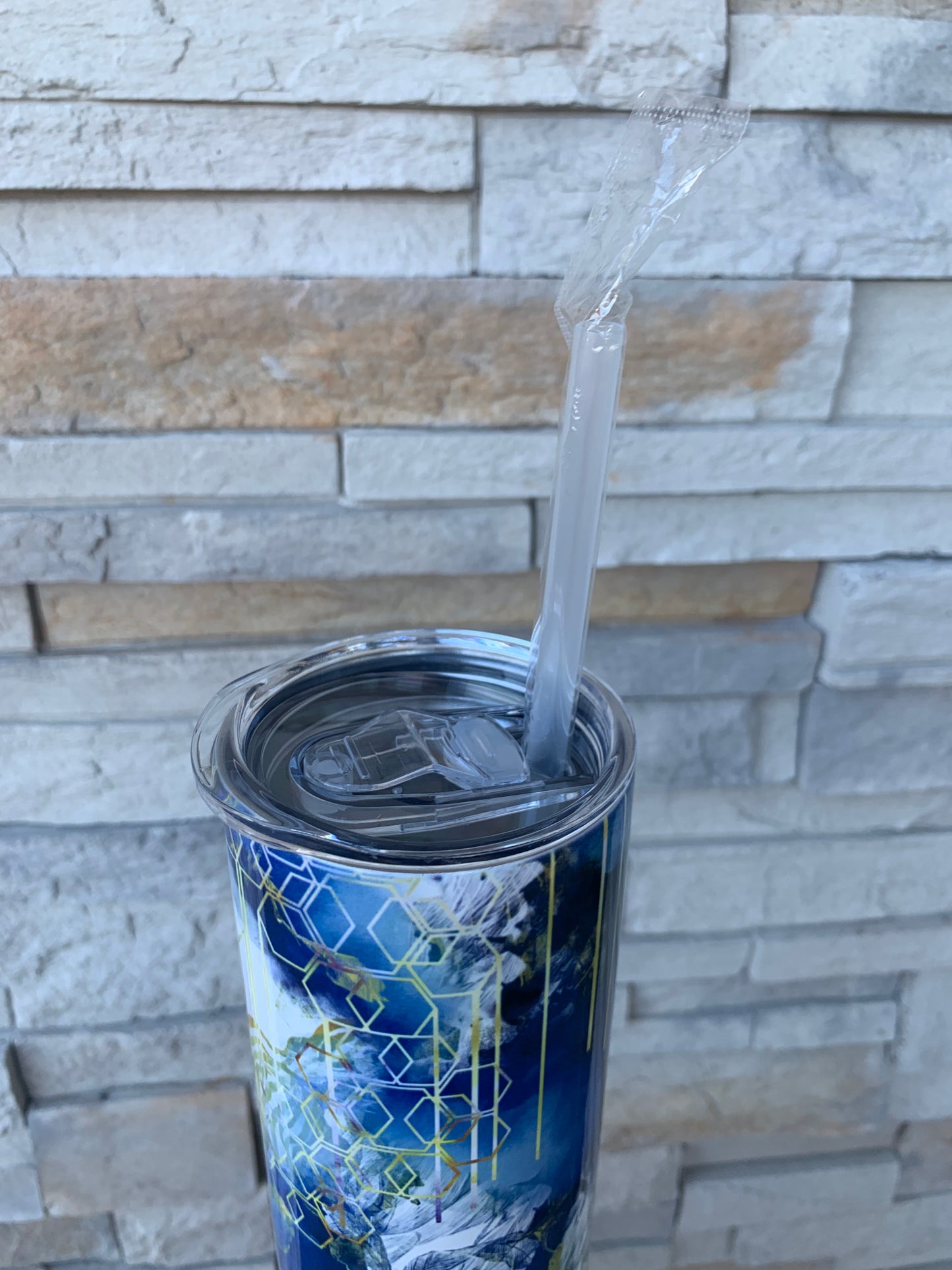 Blue Geometric 20oz Skinny Sublimation Tumbler