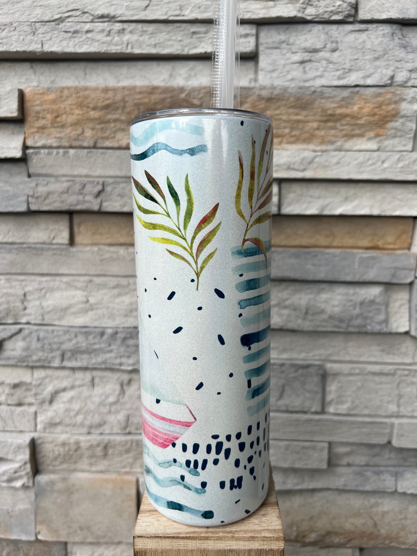 Artsy Palm Shimmer 20oz Skinny Sublimation Tumbler